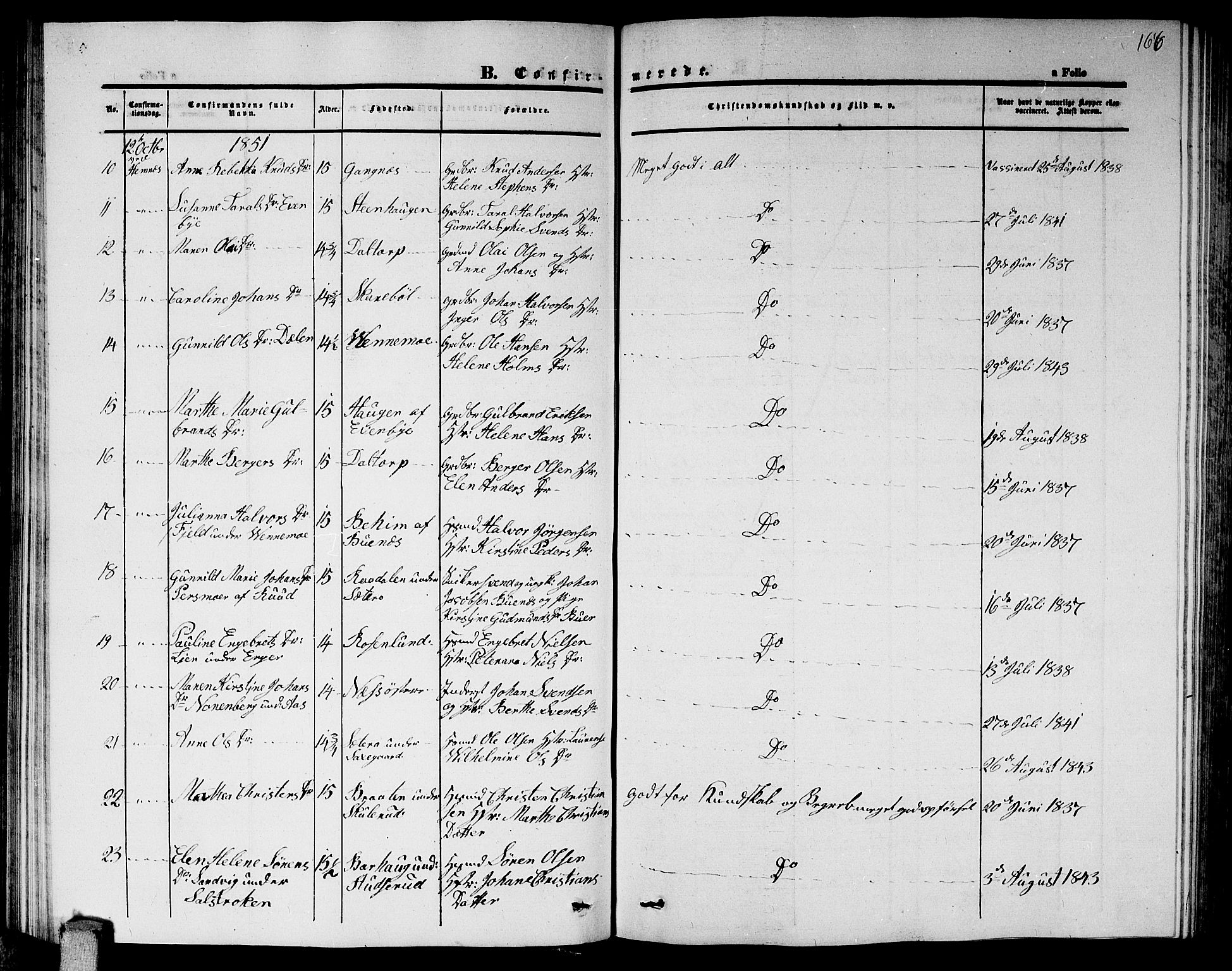 Høland prestekontor Kirkebøker, AV/SAO-A-10346a/G/Ga/L0003: Parish register (copy) no. I 3, 1846-1853, p. 166