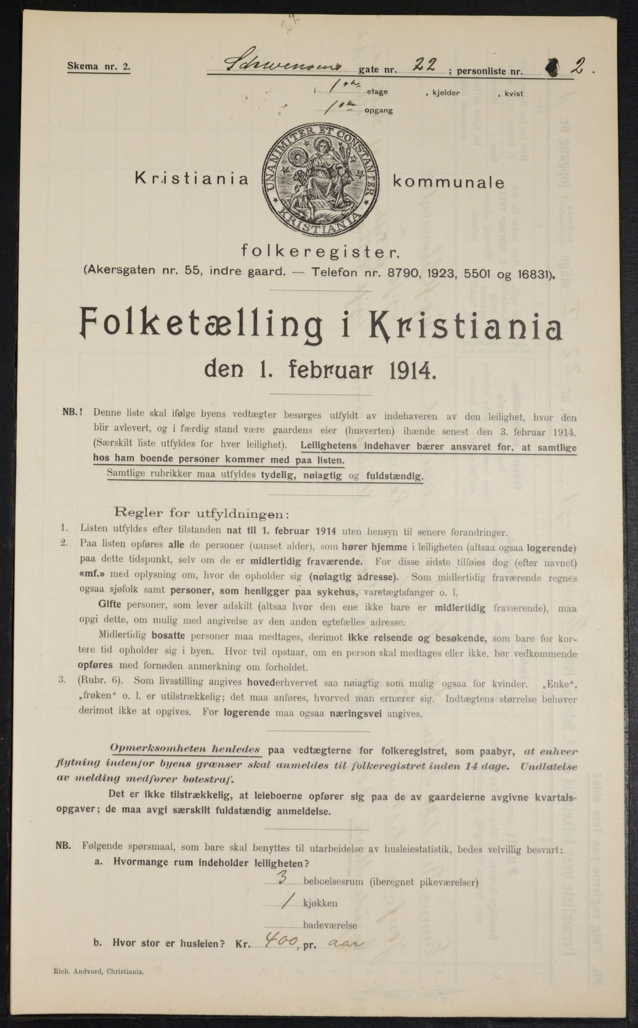 OBA, Municipal Census 1914 for Kristiania, 1914, p. 92727