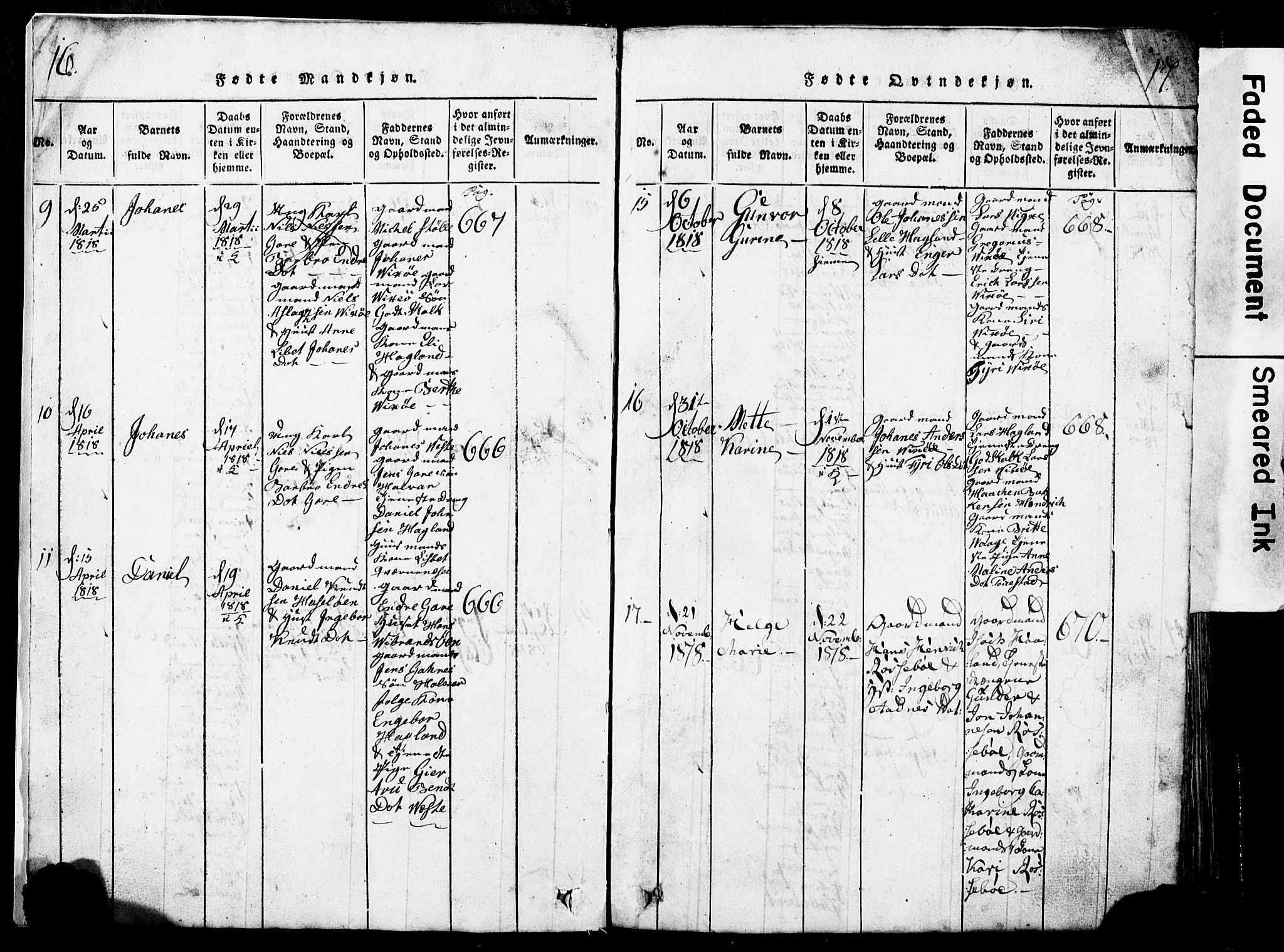 Torvastad sokneprestkontor, SAST/A -101857/H/Ha/Hab/L0002: Parish register (copy) no. B 2, 1817-1834, p. 16-17