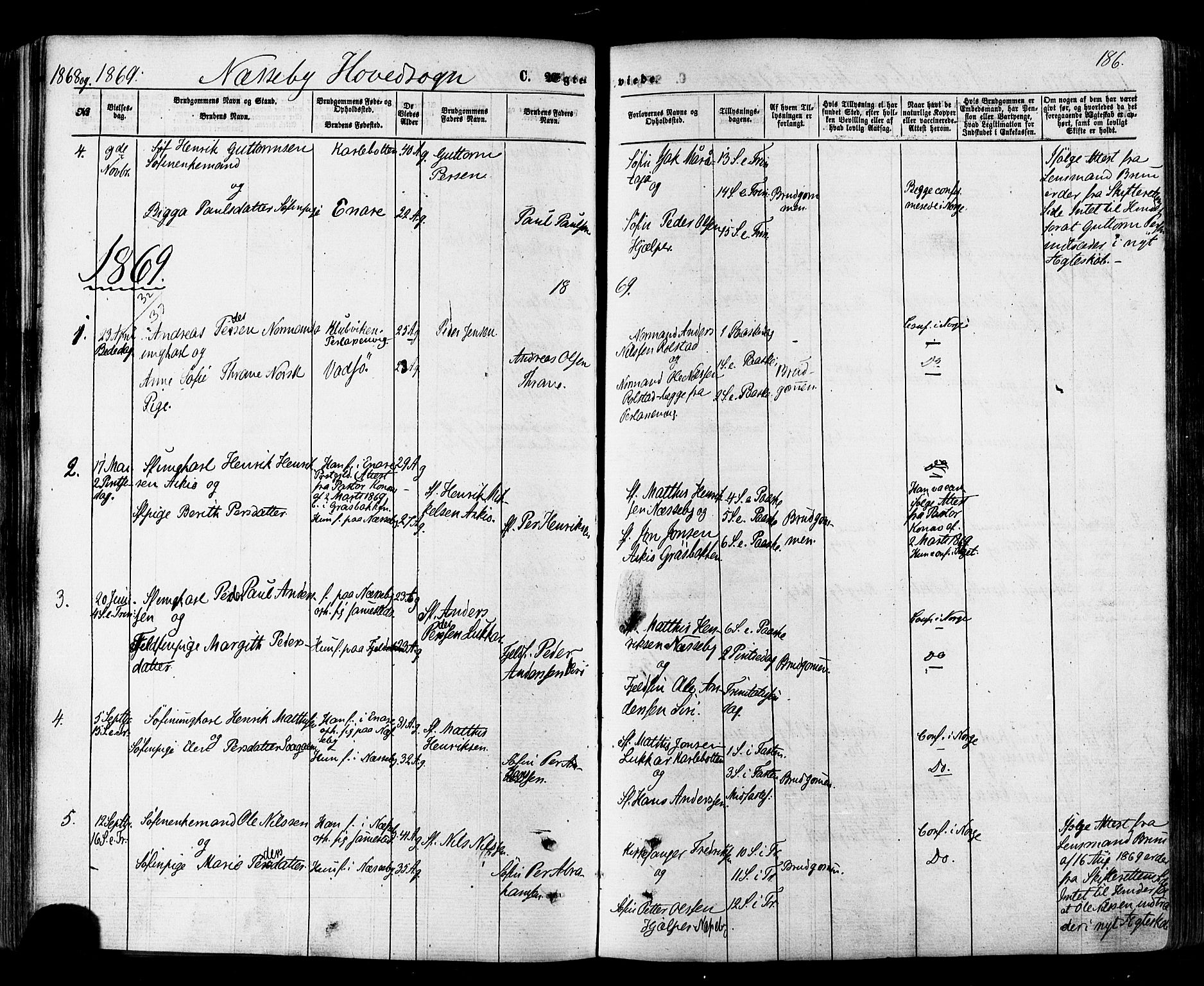 Nesseby sokneprestkontor, SATØ/S-1330/H/Ha/L0003kirke: Parish register (official) no. 3 /1, 1865-1876, p. 186