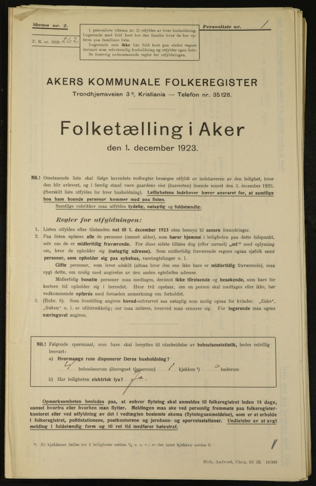 , Municipal Census 1923 for Aker, 1923, p. 23918