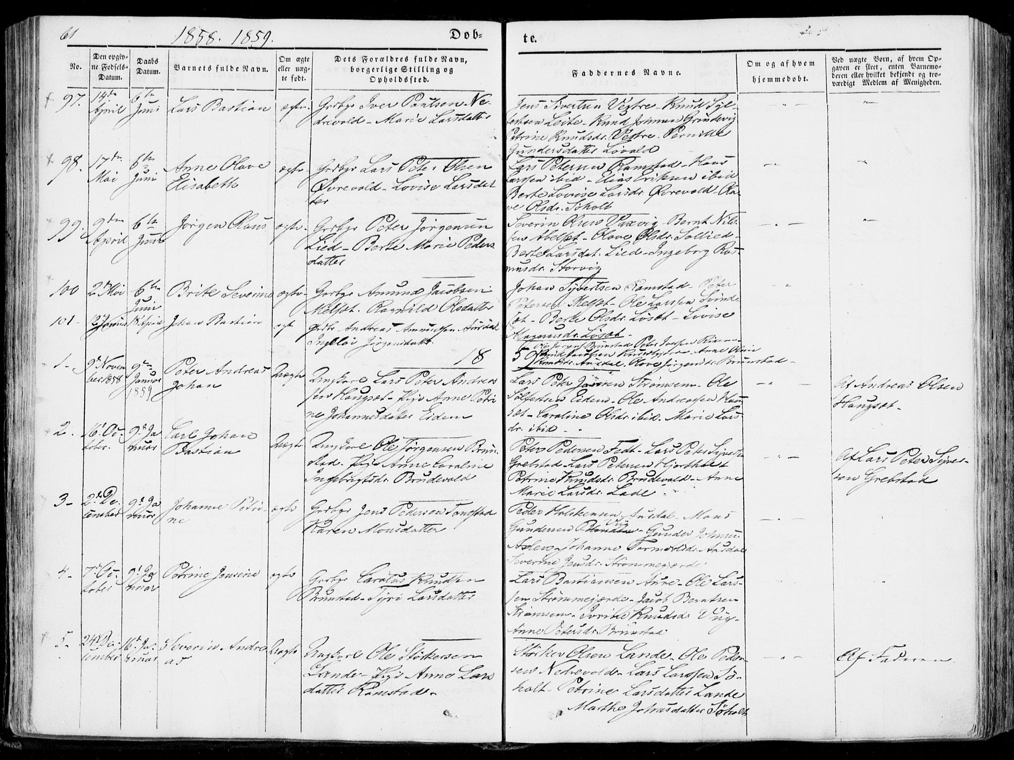 Ministerialprotokoller, klokkerbøker og fødselsregistre - Møre og Romsdal, SAT/A-1454/522/L0313: Parish register (official) no. 522A08, 1852-1862, p. 61