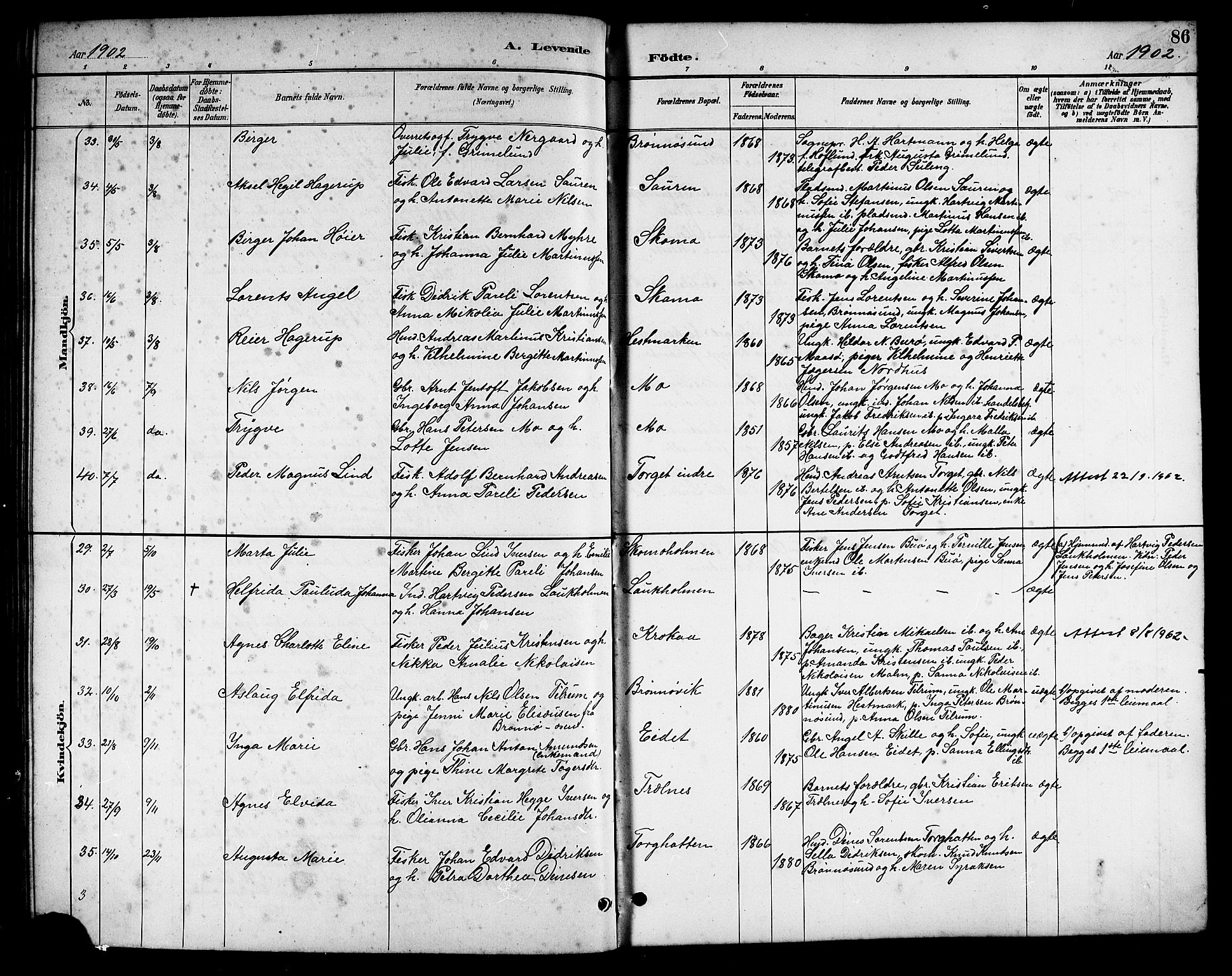 Ministerialprotokoller, klokkerbøker og fødselsregistre - Nordland, AV/SAT-A-1459/813/L0213: Parish register (copy) no. 813C05, 1887-1903, p. 86