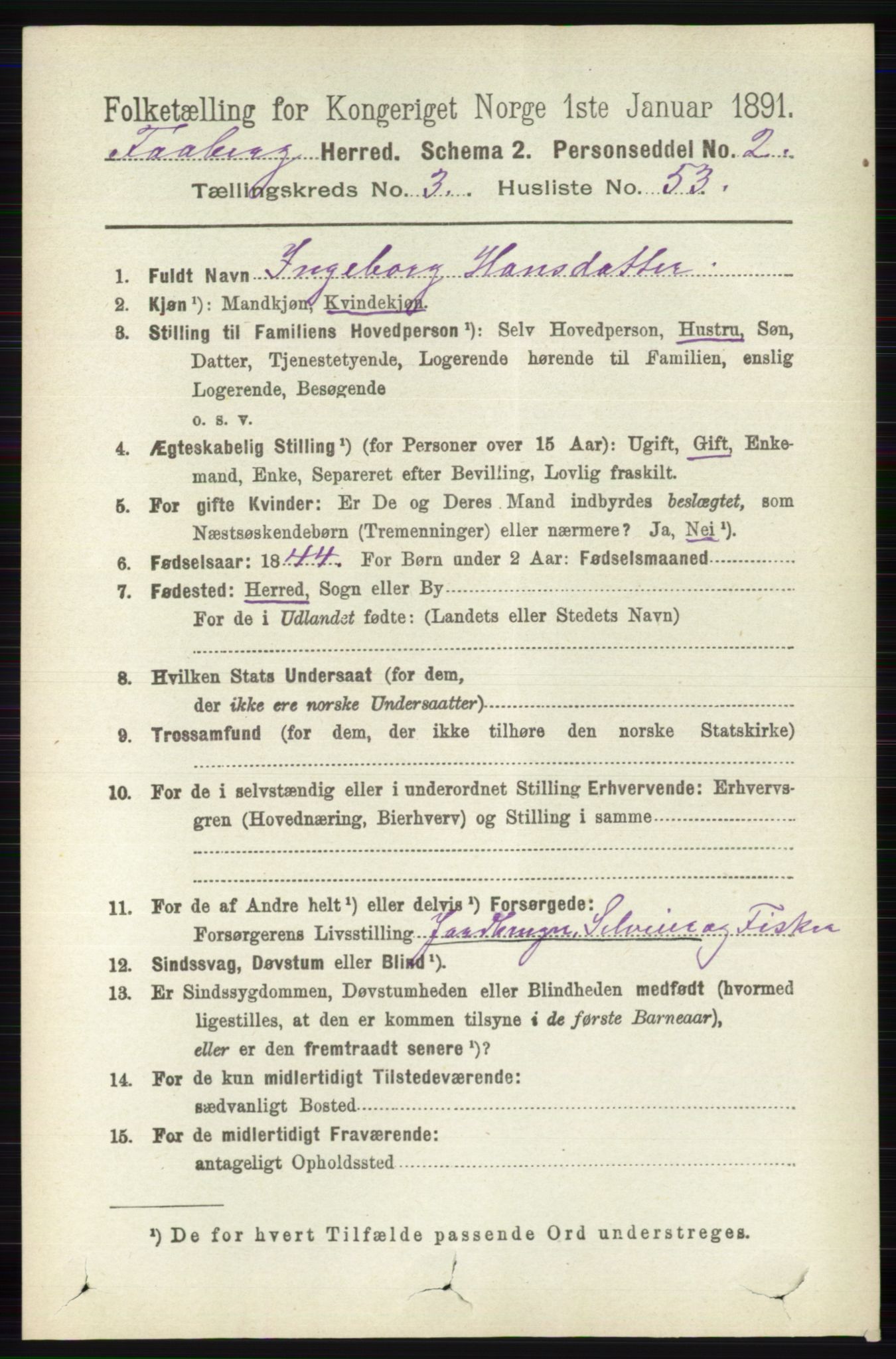 RA, 1891 census for 0524 Fåberg, 1891, p. 1154