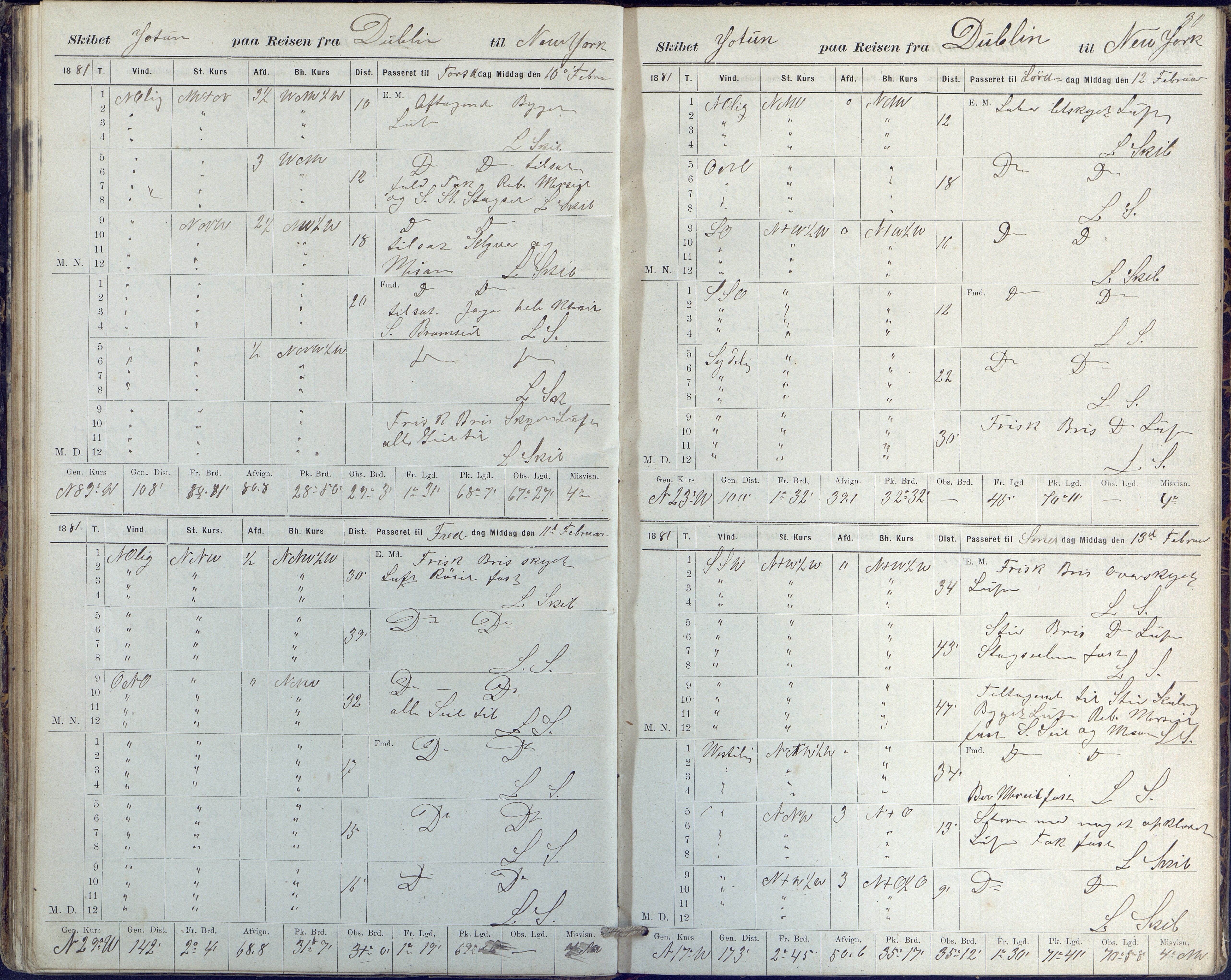 Fartøysarkivet, AAKS/PA-1934/F/L0186/0002: Jotun (bark) / skipsjournal Jotun 1880-1882, 1880-1882, p. 30