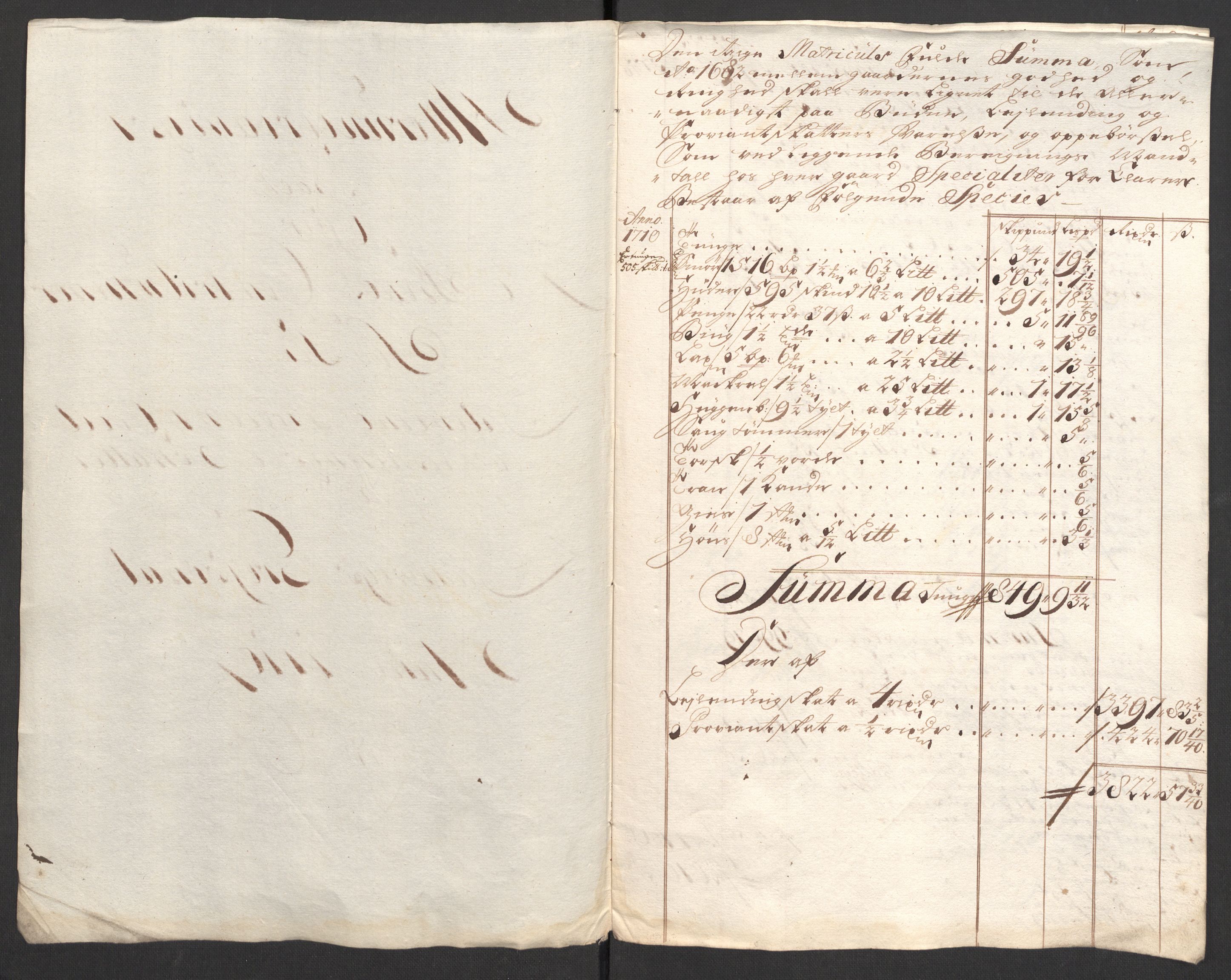 Rentekammeret inntil 1814, Reviderte regnskaper, Fogderegnskap, RA/EA-4092/R33/L1981: Fogderegnskap Larvik grevskap, 1709-1710, p. 383