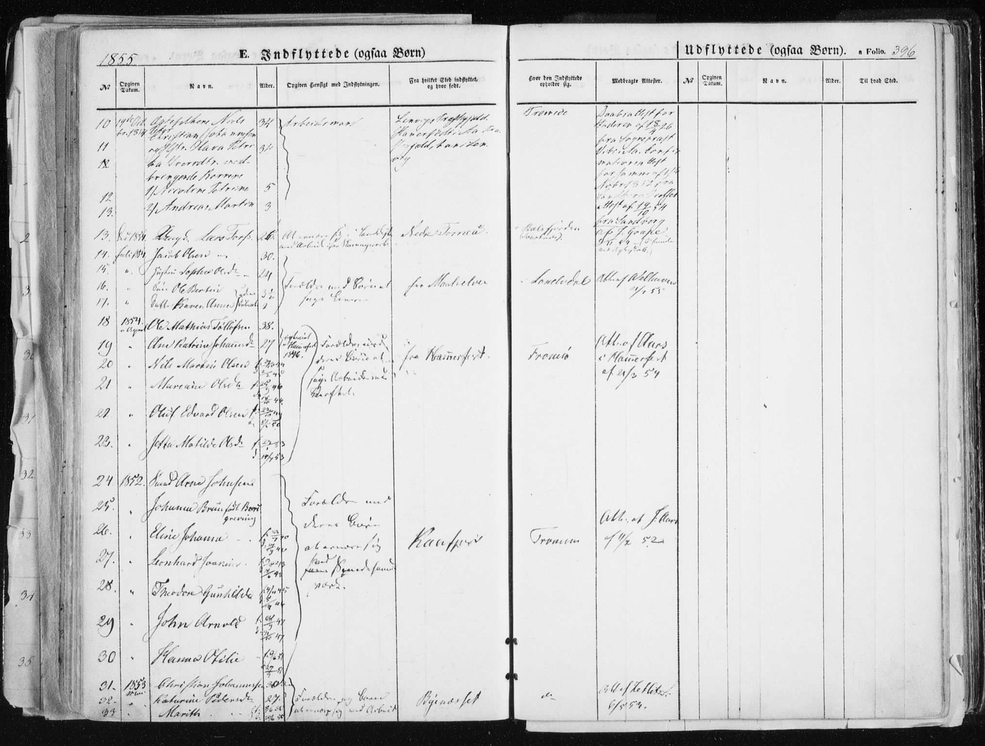 Tromsø sokneprestkontor/stiftsprosti/domprosti, SATØ/S-1343/G/Ga/L0010kirke: Parish register (official) no. 10, 1848-1855, p. 396