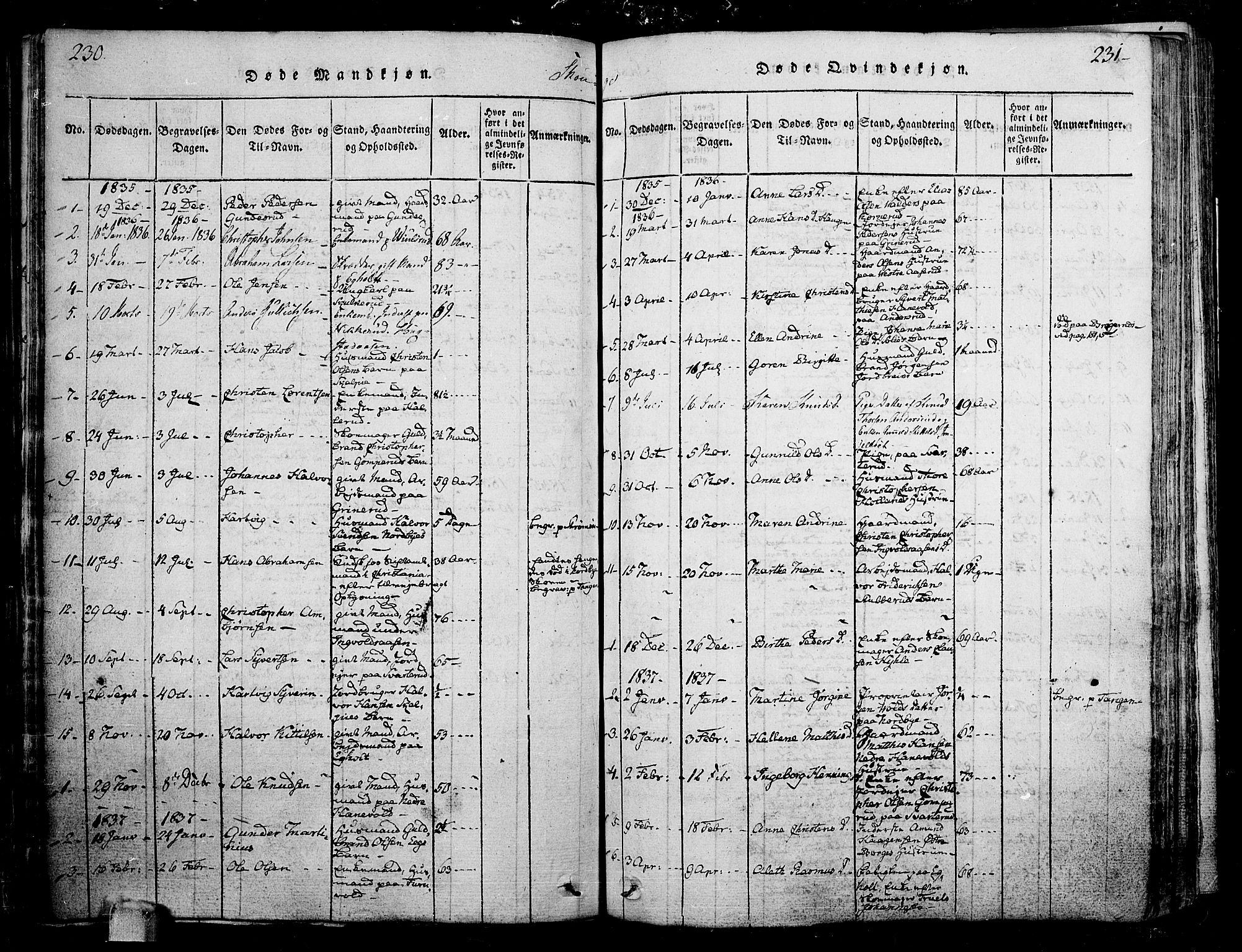 Skoger kirkebøker, AV/SAKO-A-59/F/Fa/L0002: Parish register (official) no. I 2 /1, 1814-1842, p. 230-231