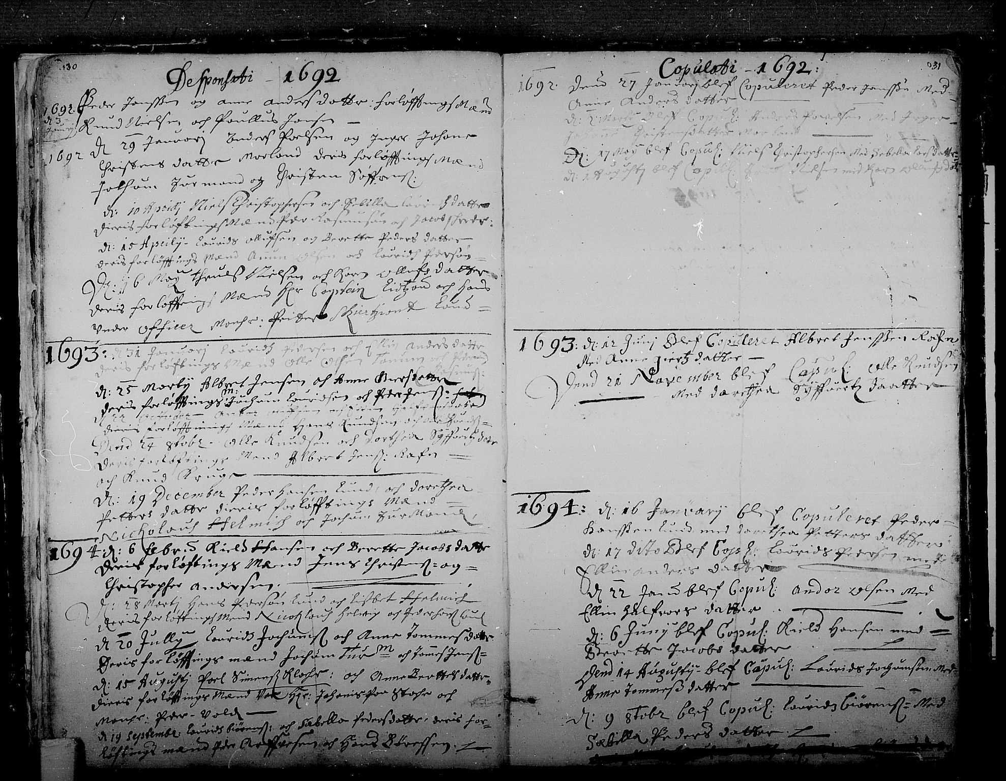 Tønsberg kirkebøker, AV/SAKO-A-330/F/Fa/L0001: Parish register (official) no. I 1, 1688-1760, p. 30-31