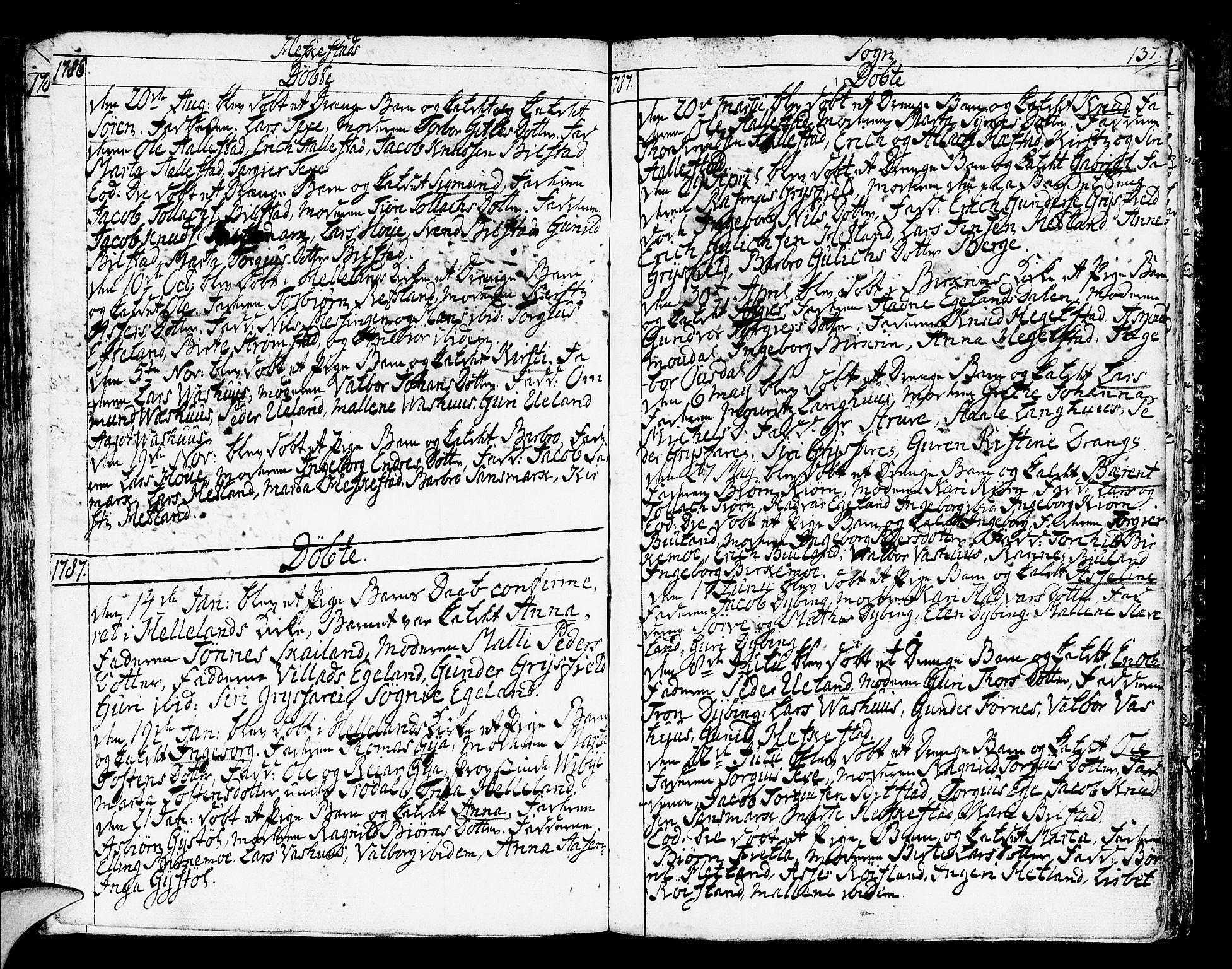 Helleland sokneprestkontor, AV/SAST-A-101810: Parish register (official) no. A 2 /3, 1762-1791, p. 137