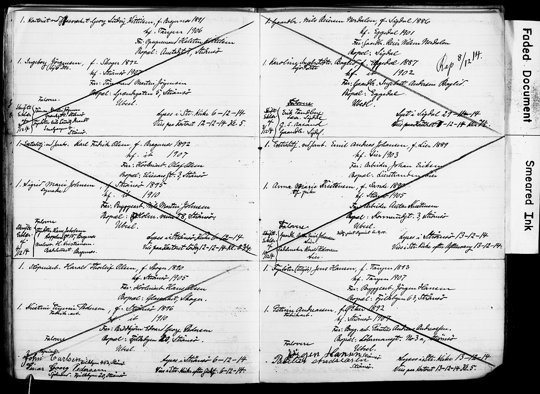 Strømsø kirkebøker, AV/SAKO-A-246/H/Ha/L0014: Banns register no. 14, 1911-1920