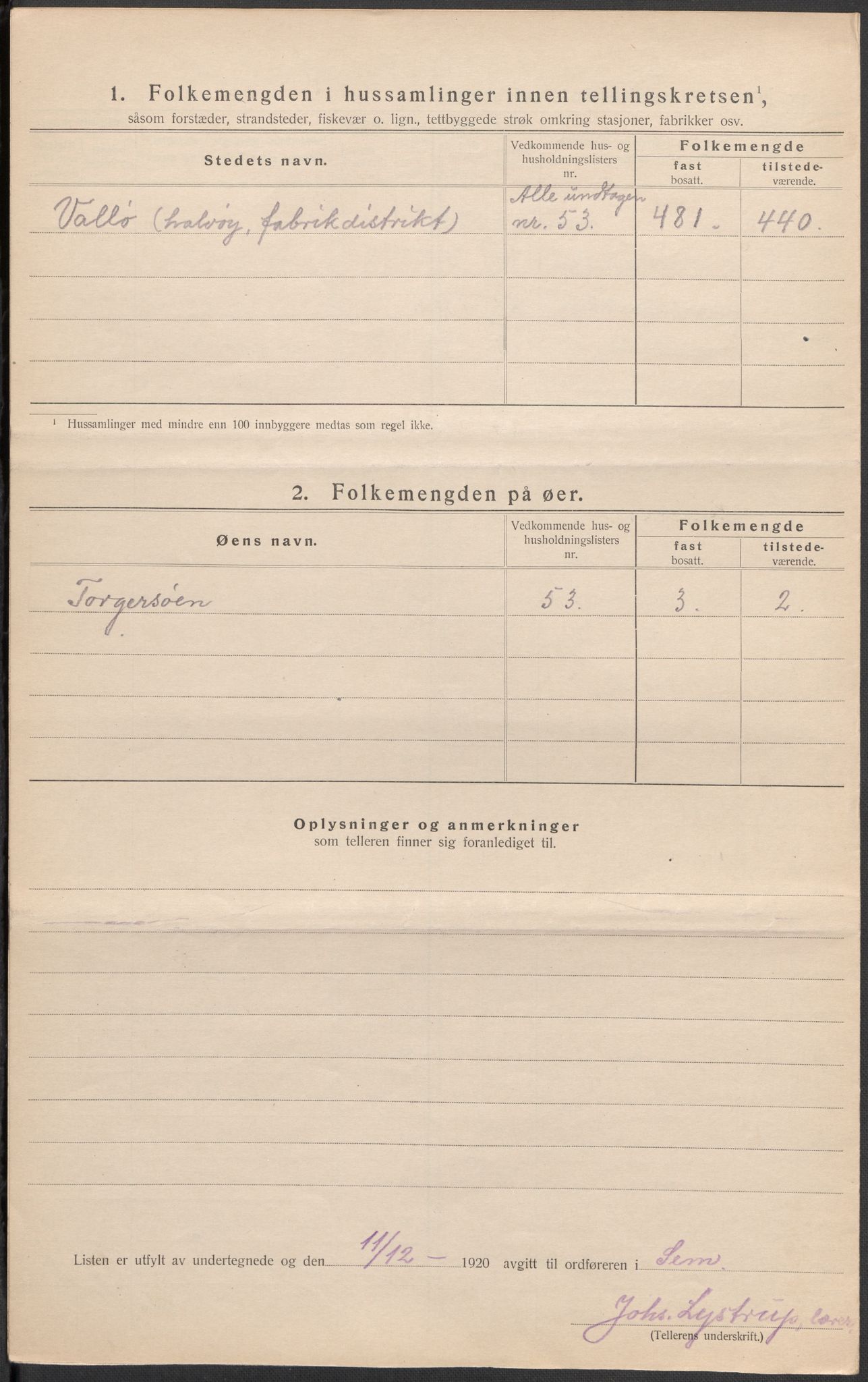 SAKO, 1920 census for Sem, 1920, p. 57