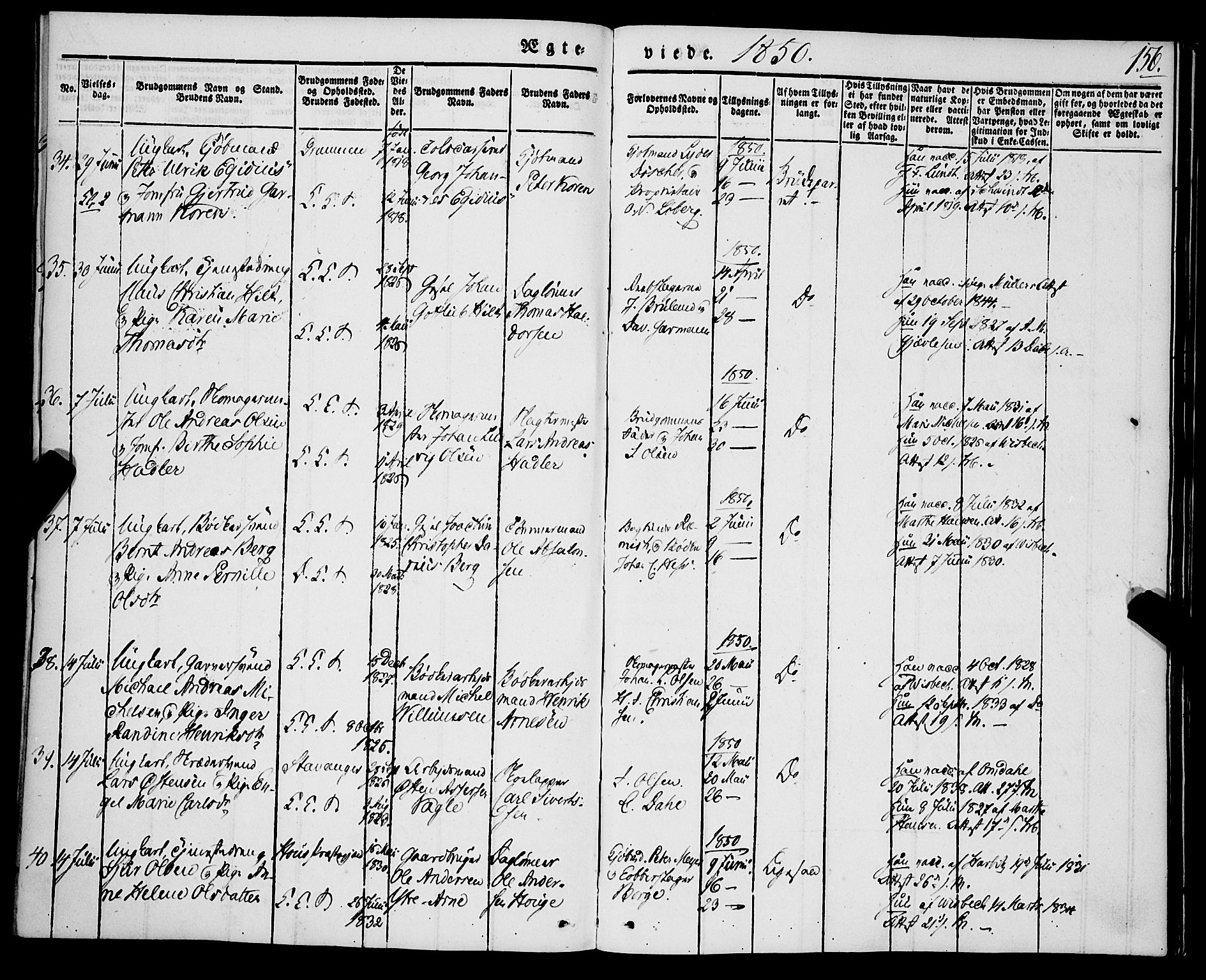 Korskirken sokneprestembete, AV/SAB-A-76101/H/Haa/L0034: Parish register (official) no. D 1, 1832-1852, p. 156