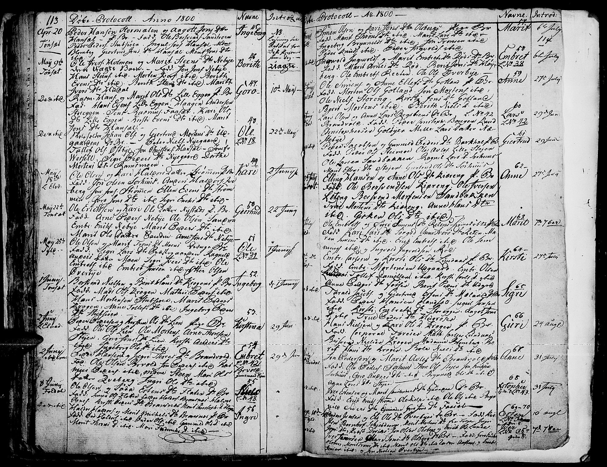 Tynset prestekontor, SAH/PREST-058/H/Ha/Haa/L0014: Parish register (official) no. 14, 1790-1800, p. 113-114