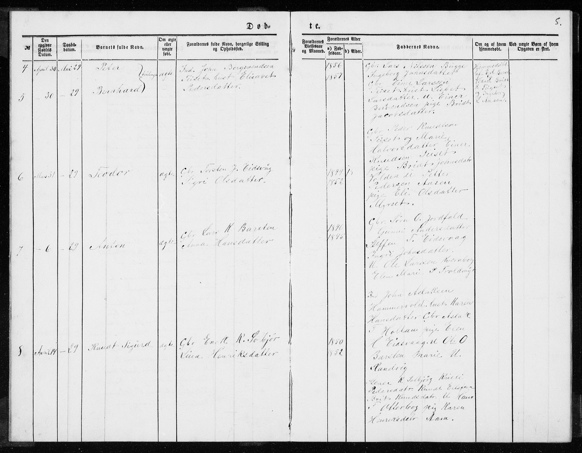 Ministerialprotokoller, klokkerbøker og fødselsregistre - Møre og Romsdal, SAT/A-1454/551/L0631: Parish register (copy) no. 551C03, 1886-1894, p. 5