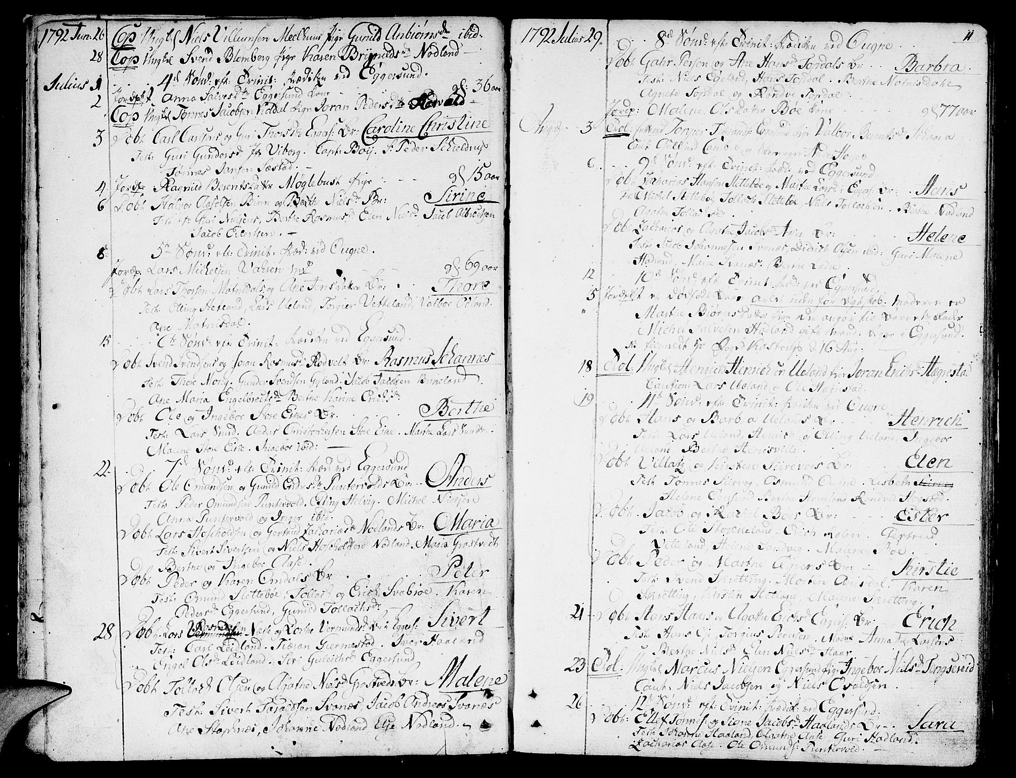 Eigersund sokneprestkontor, SAST/A-101807/S08/L0005: Parish register (official) no. A 5 /1, 1790-1808, p. 11