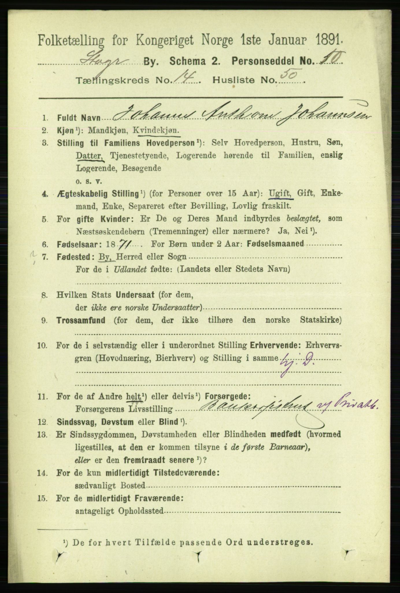 RA, 1891 census for 1103 Stavanger, 1891, p. 17435