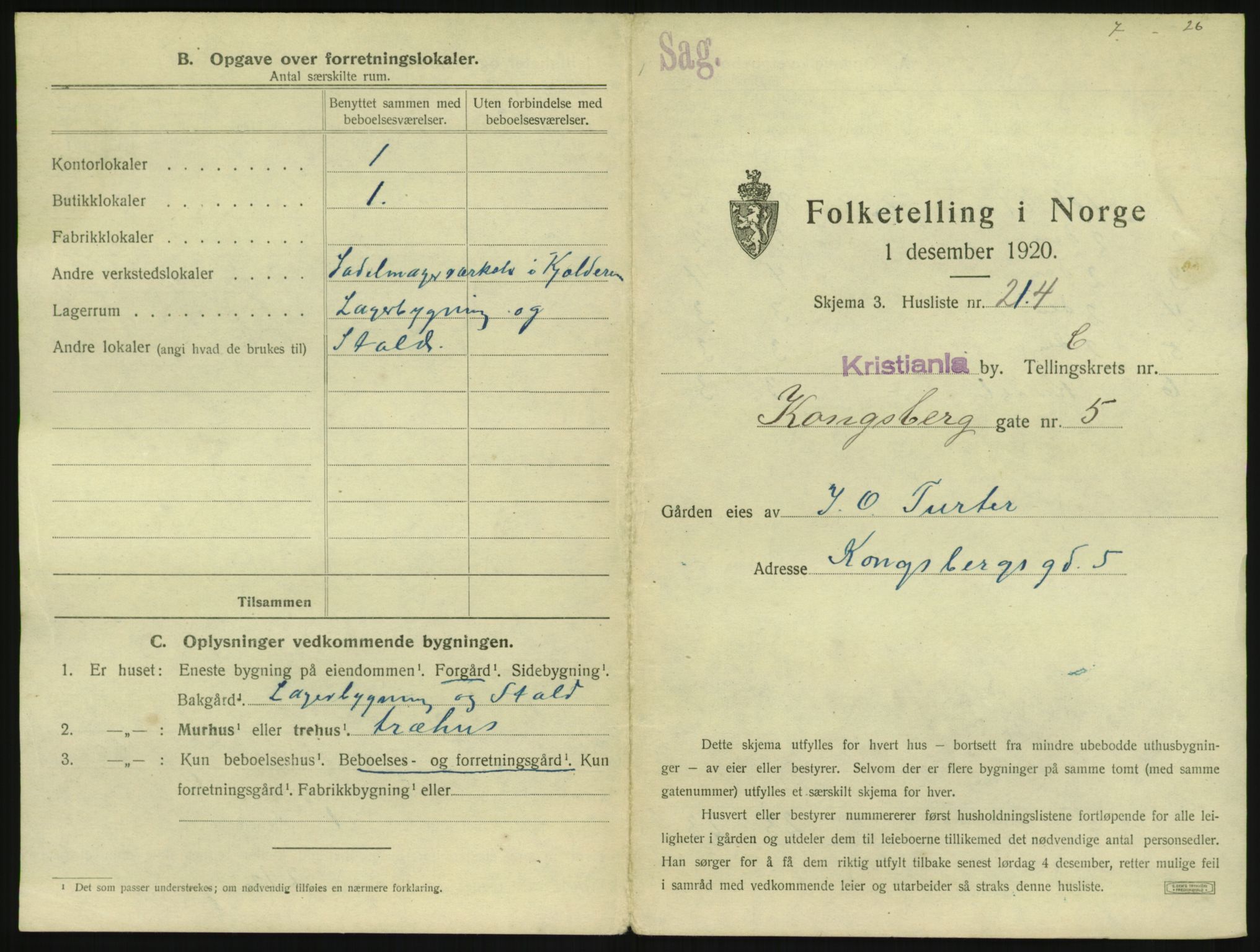 SAO, 1920 census for Kristiania, 1920, p. 53892