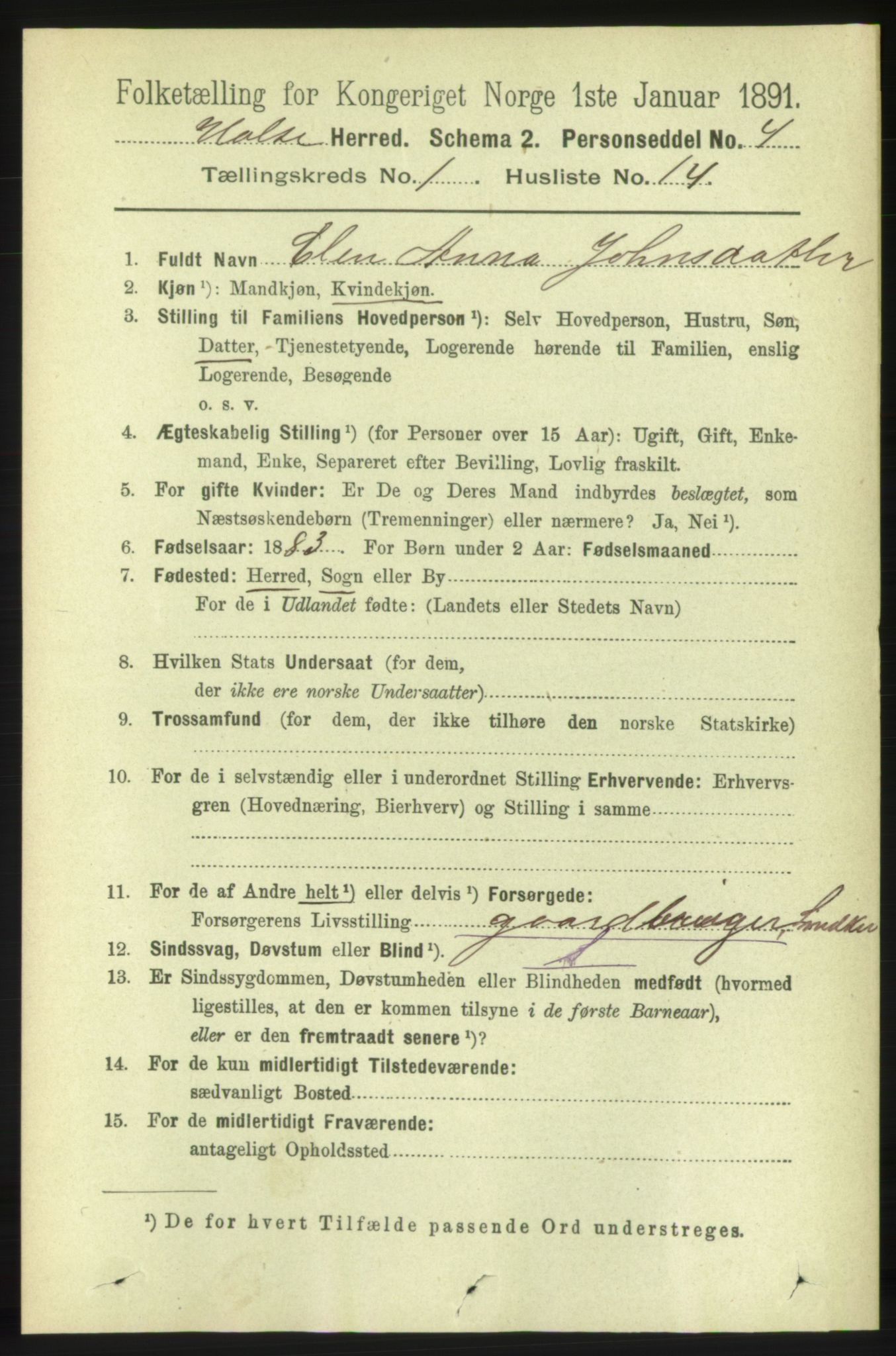 RA, 1891 census for 1571 Halsa, 1891, p. 152