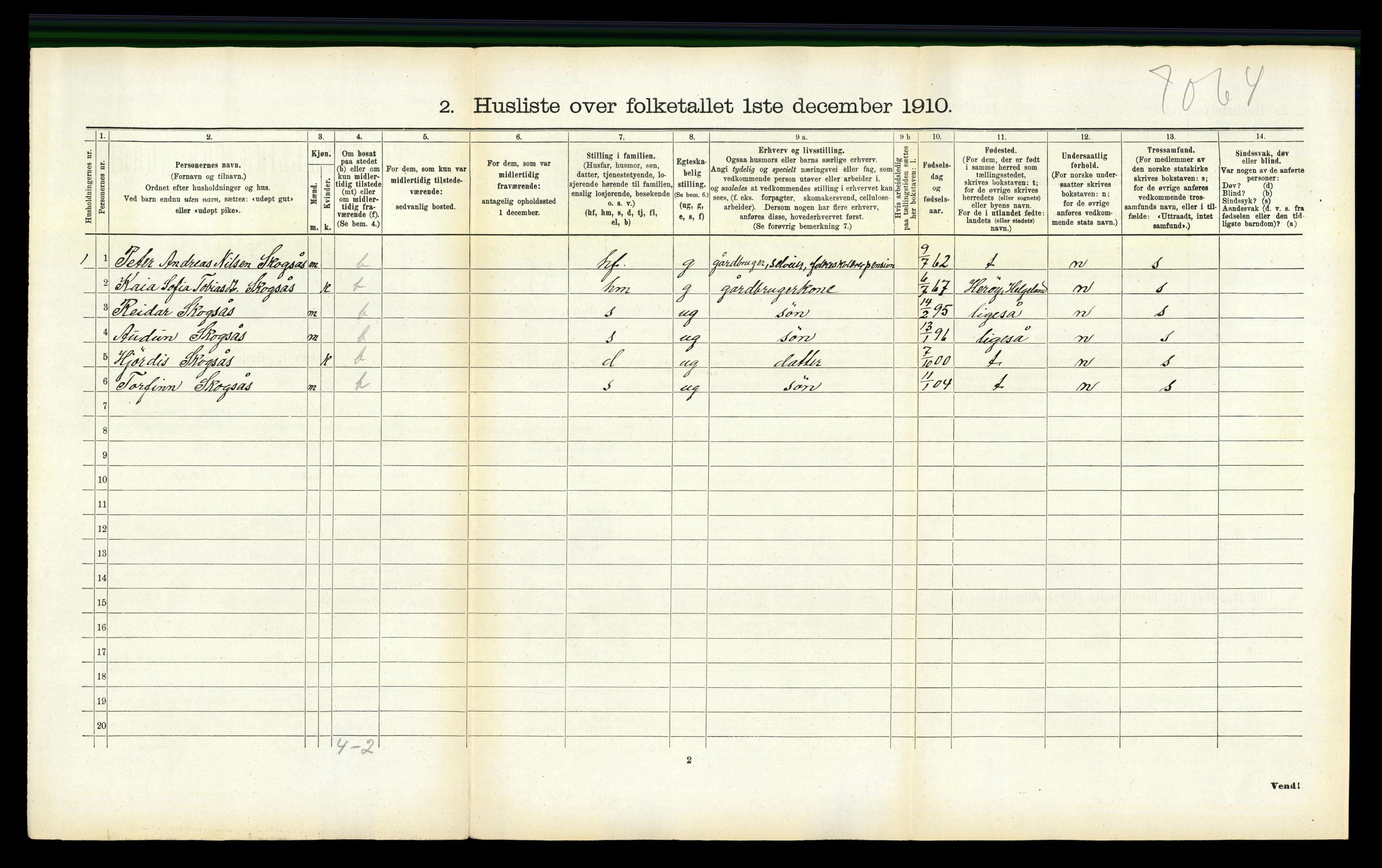 RA, 1910 census for Vefsn, 1910, p. 459