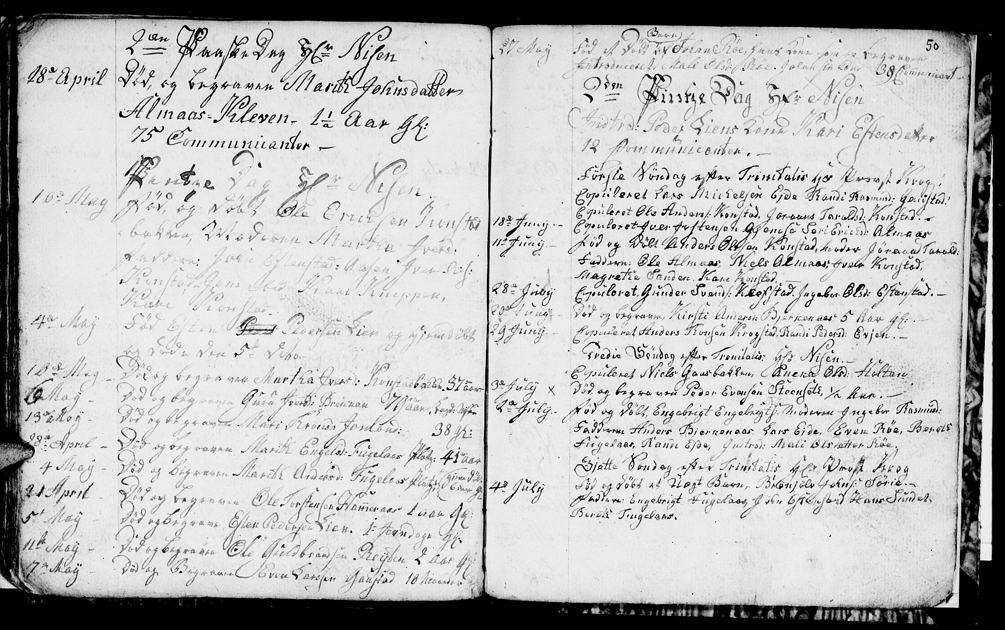 Ministerialprotokoller, klokkerbøker og fødselsregistre - Sør-Trøndelag, SAT/A-1456/694/L1129: Parish register (copy) no. 694C01, 1793-1815, p. 50