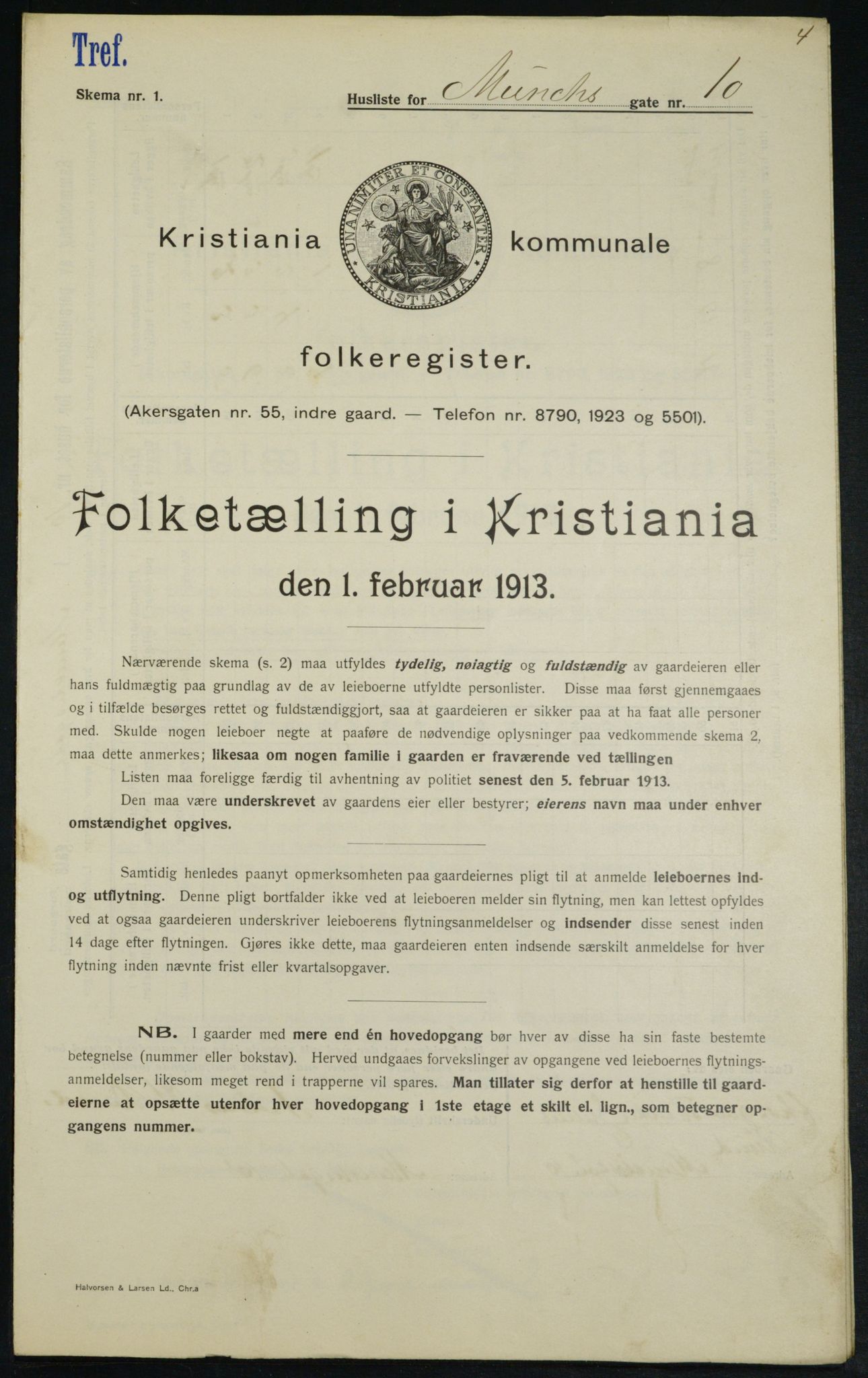 OBA, Municipal Census 1913 for Kristiania, 1913, p. 66615