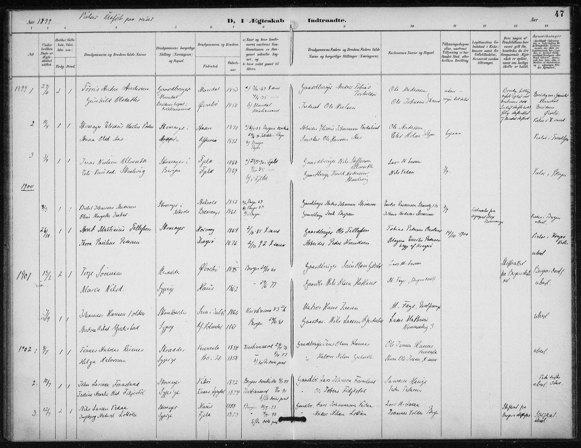 Døves menighet Oslo prestekontor kirkebøker, AV/SAO-A-11064/F/L0001: Parish register (official) no. 1, 1895-1919, p. 47