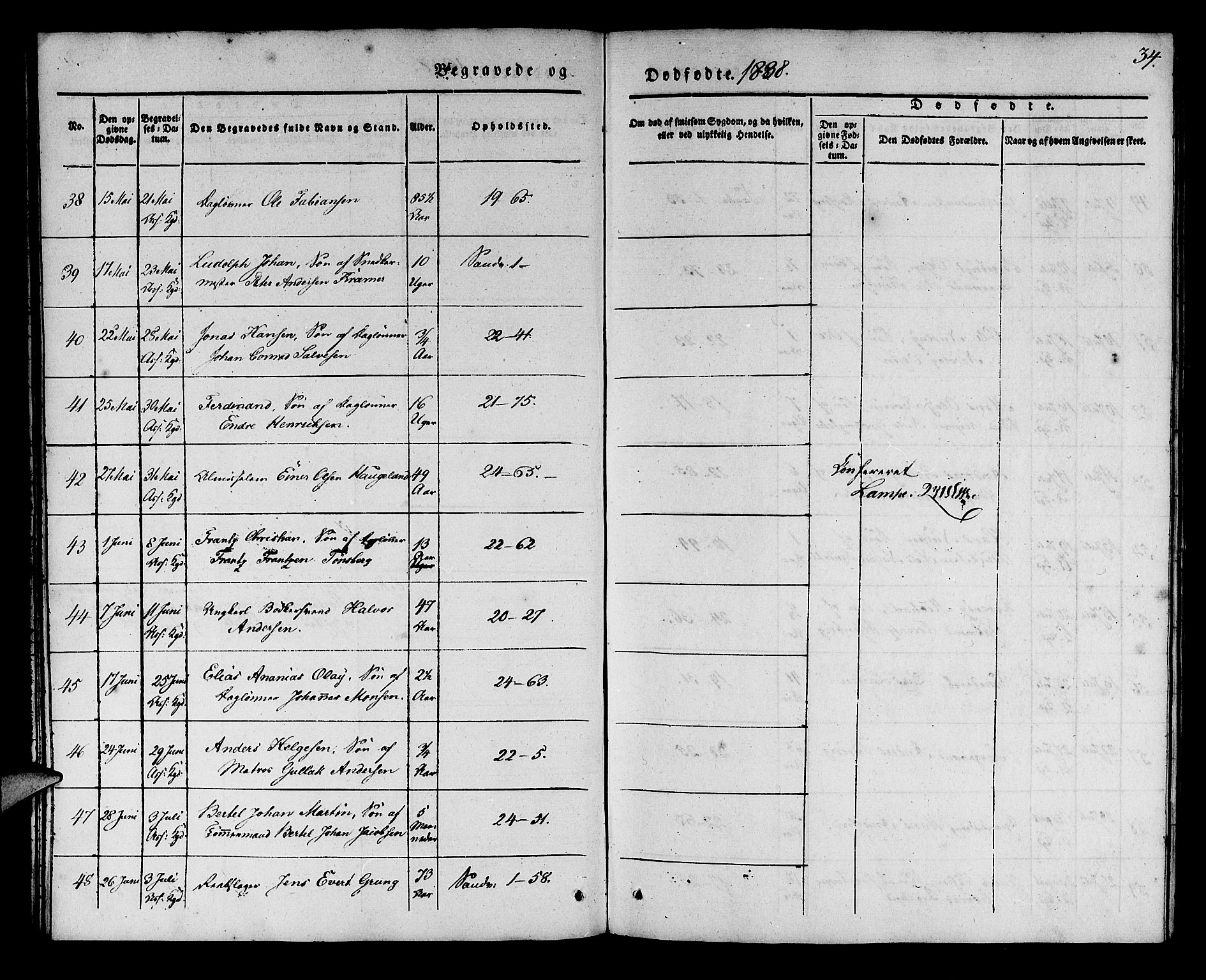 Korskirken sokneprestembete, SAB/A-76101/H/Haa/L0043: Parish register (official) no. E 1, 1834-1848, p. 34
