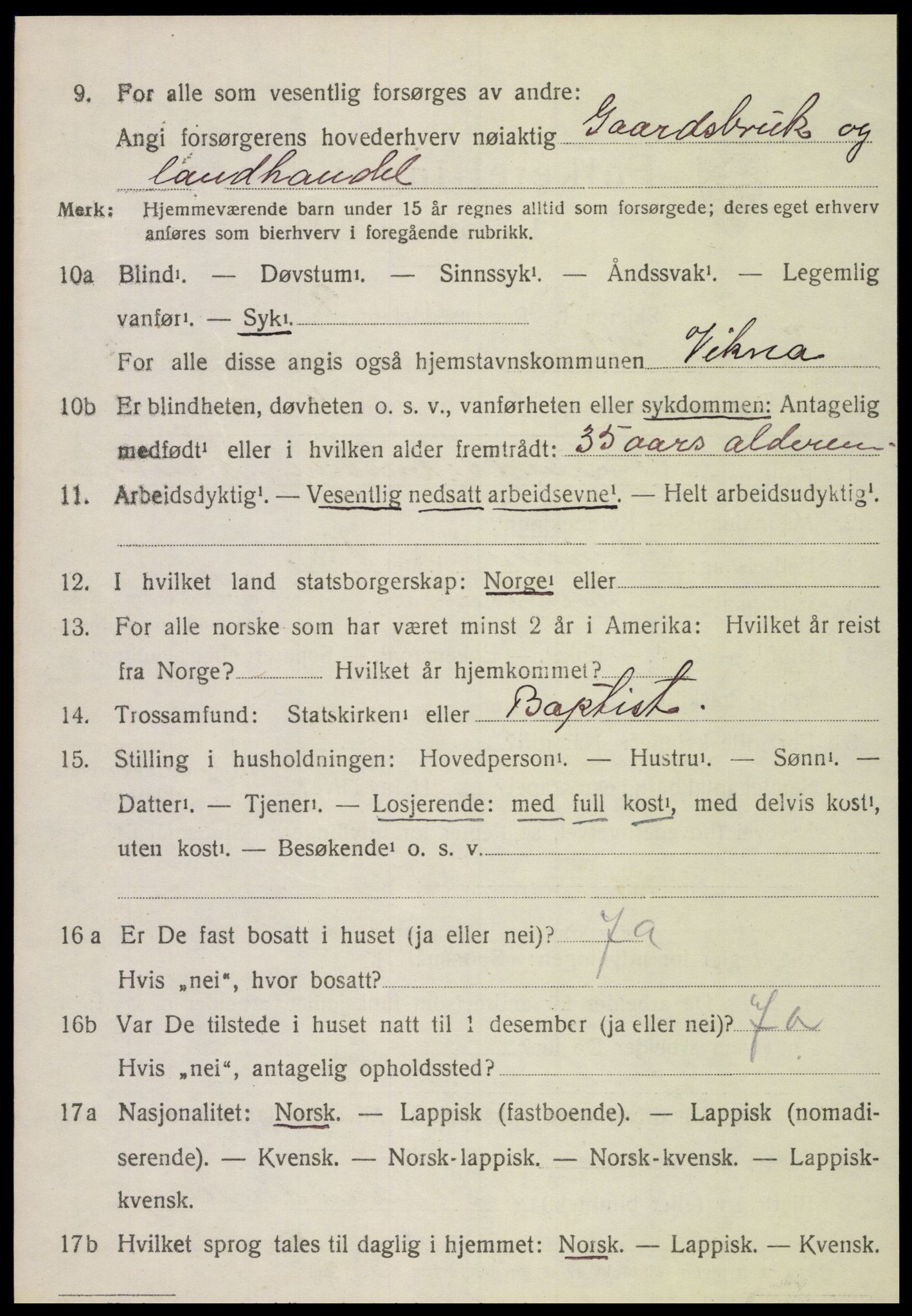 SAT, 1920 census for Vikna, 1920, p. 1570