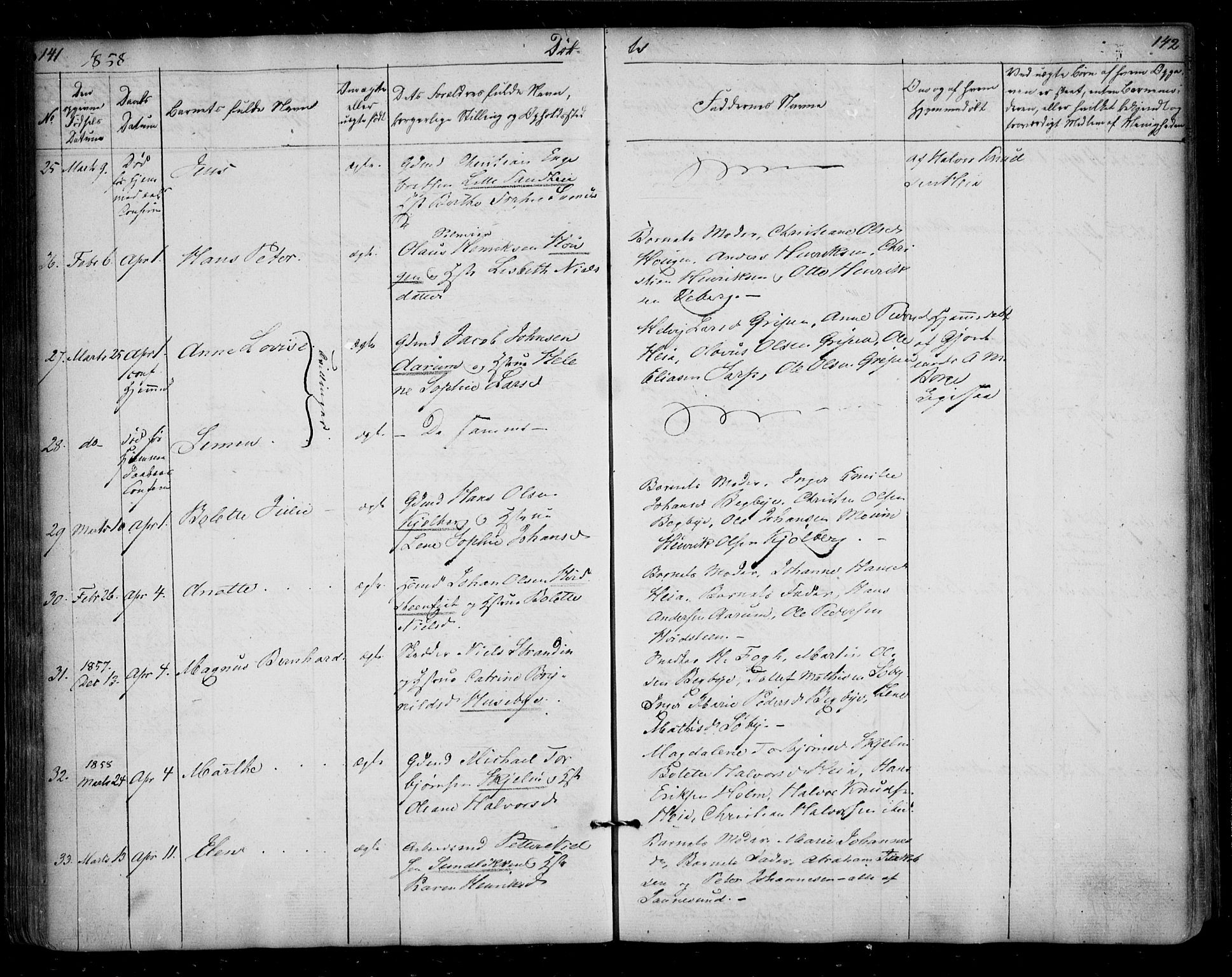 Borge prestekontor Kirkebøker, AV/SAO-A-10903/F/Fa/L0005: Parish register (official) no. I 5, 1848-1860, p. 141-142