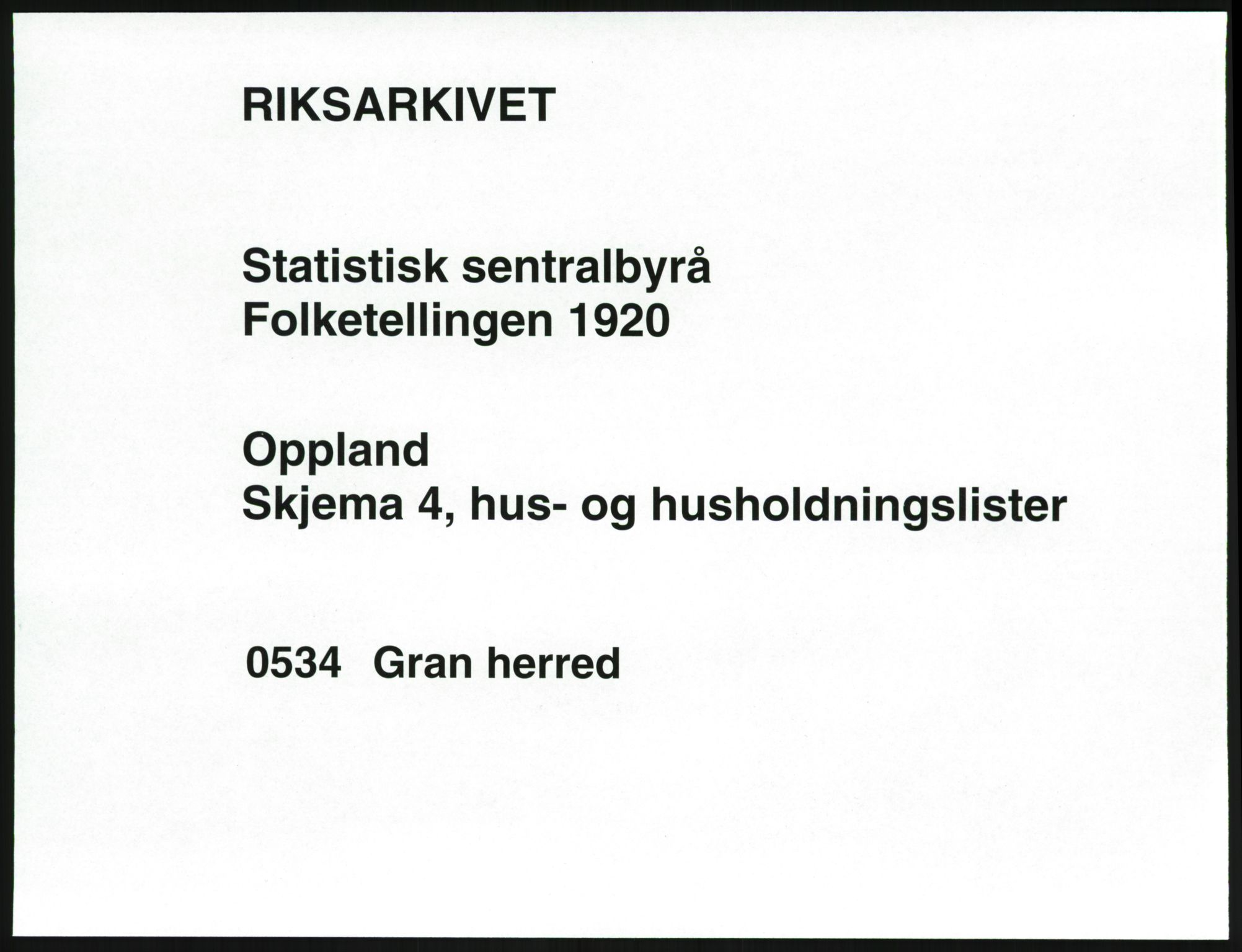 SAH, 1920 census for Gran, 1920, p. 44