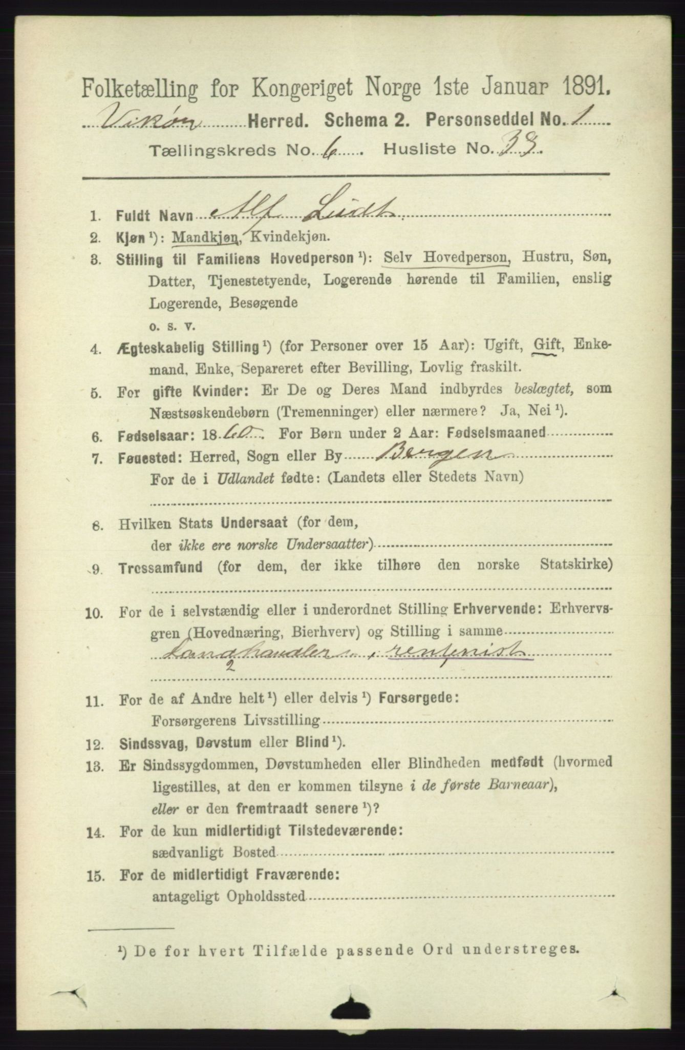 RA, 1891 census for 1238 Vikør, 1891, p. 2002