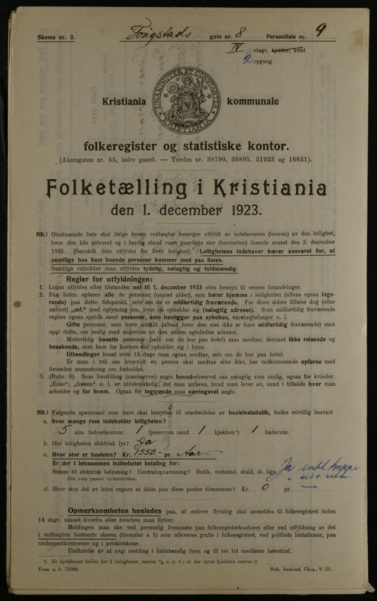 OBA, Municipal Census 1923 for Kristiania, 1923, p. 28392