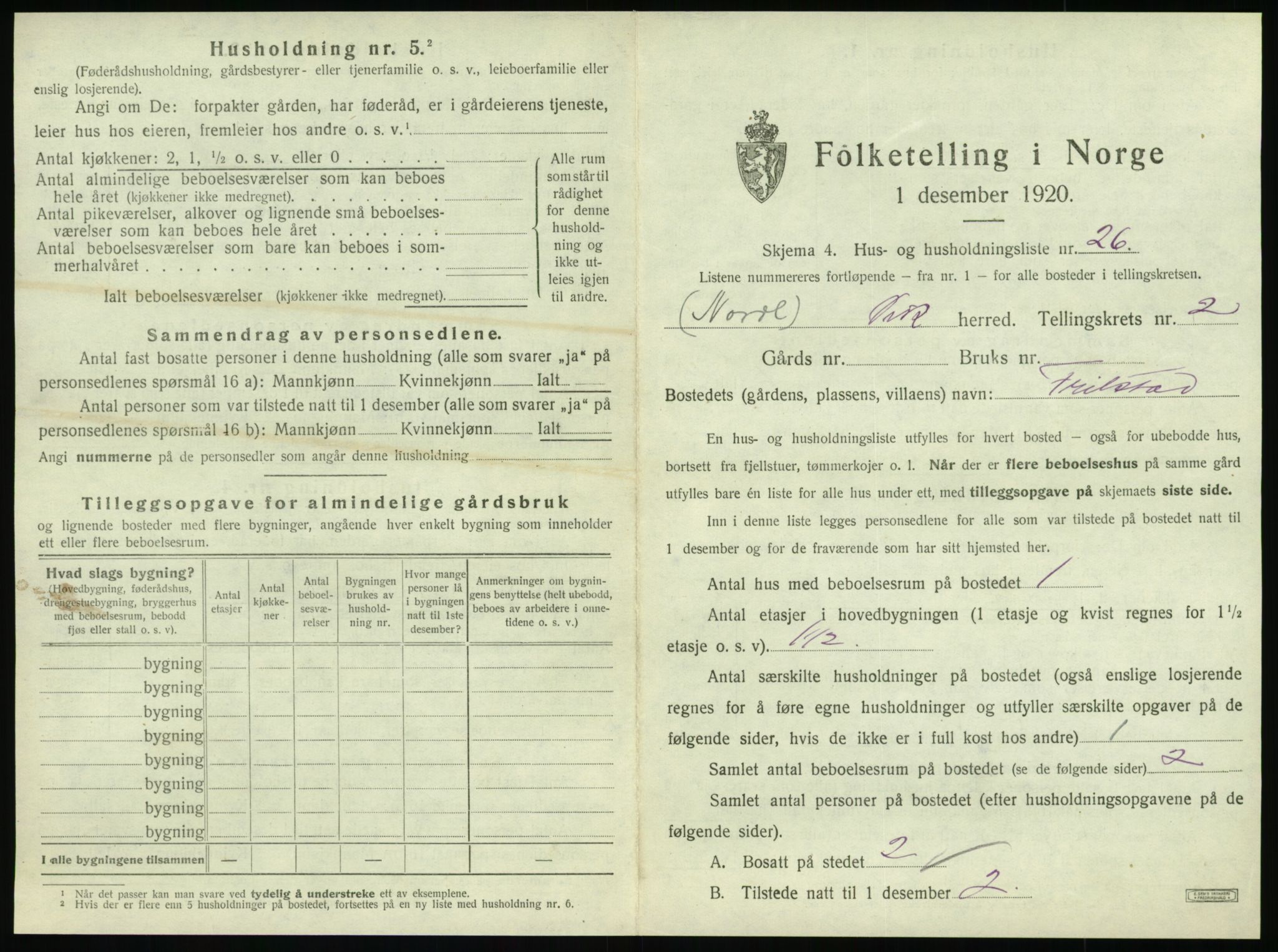 SAT, 1920 census for Vik, 1920, p. 127