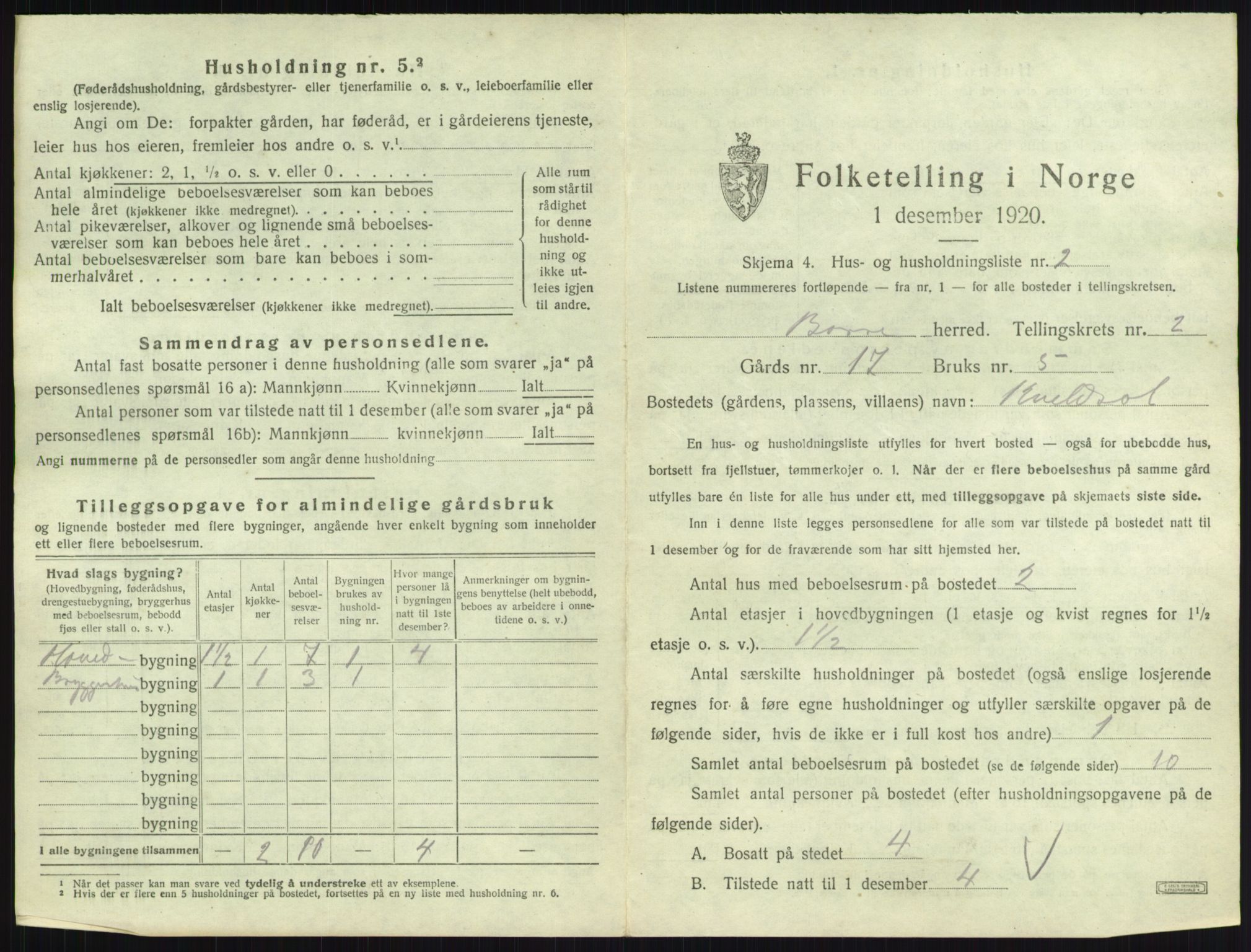 SAKO, 1920 census for Borre, 1920, p. 478