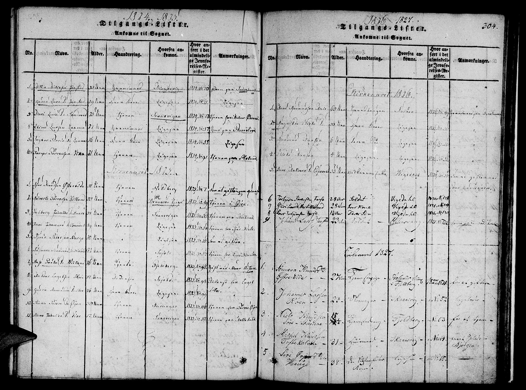 Etne sokneprestembete, SAB/A-75001/H/Haa: Parish register (official) no. A 6, 1815-1831, p. 304