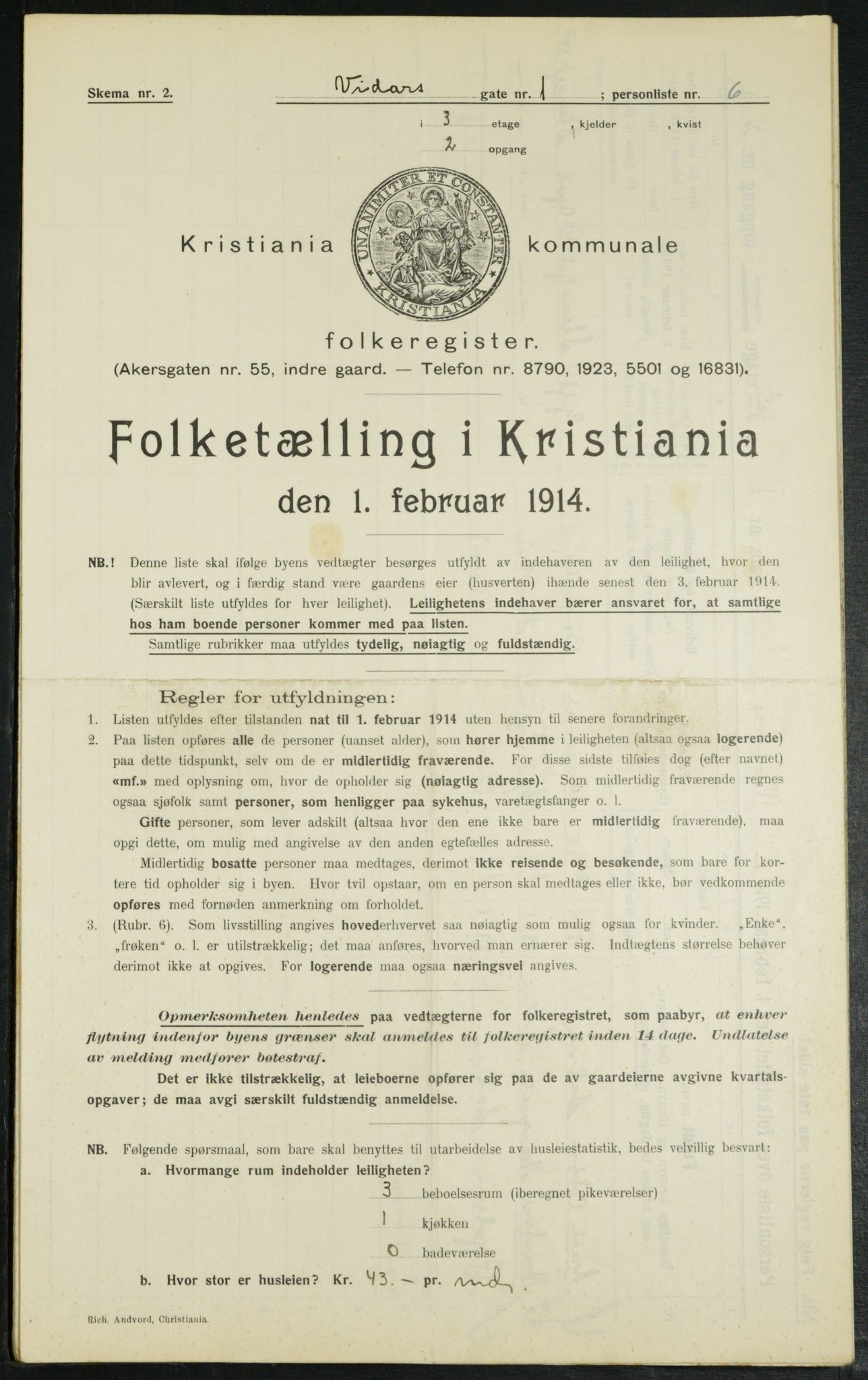 OBA, Municipal Census 1914 for Kristiania, 1914, p. 124609