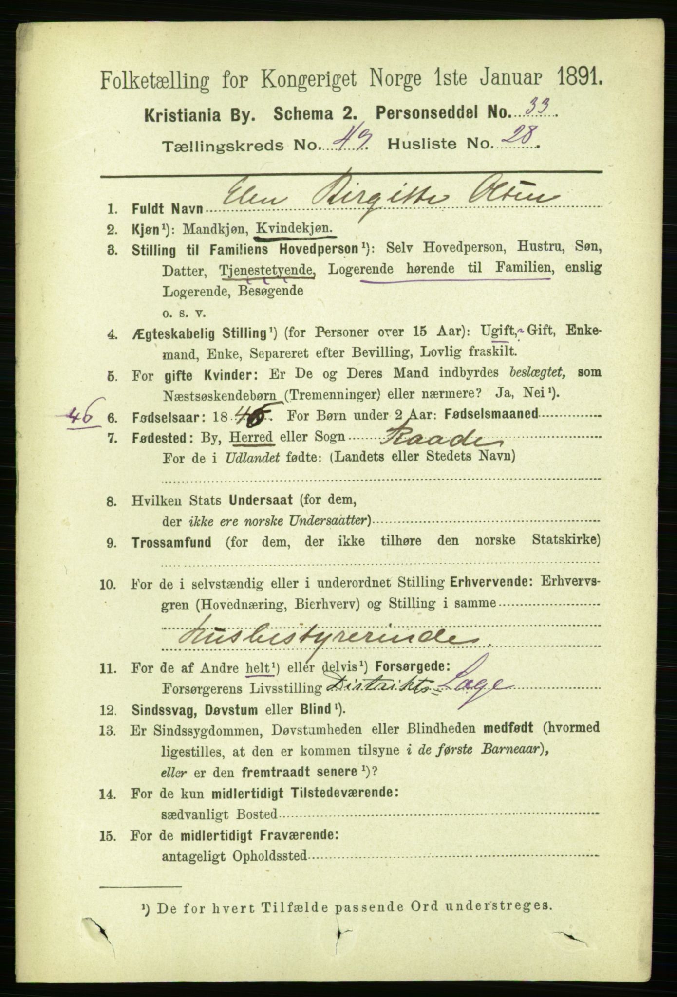 RA, 1891 census for 0301 Kristiania, 1891, p. 28947