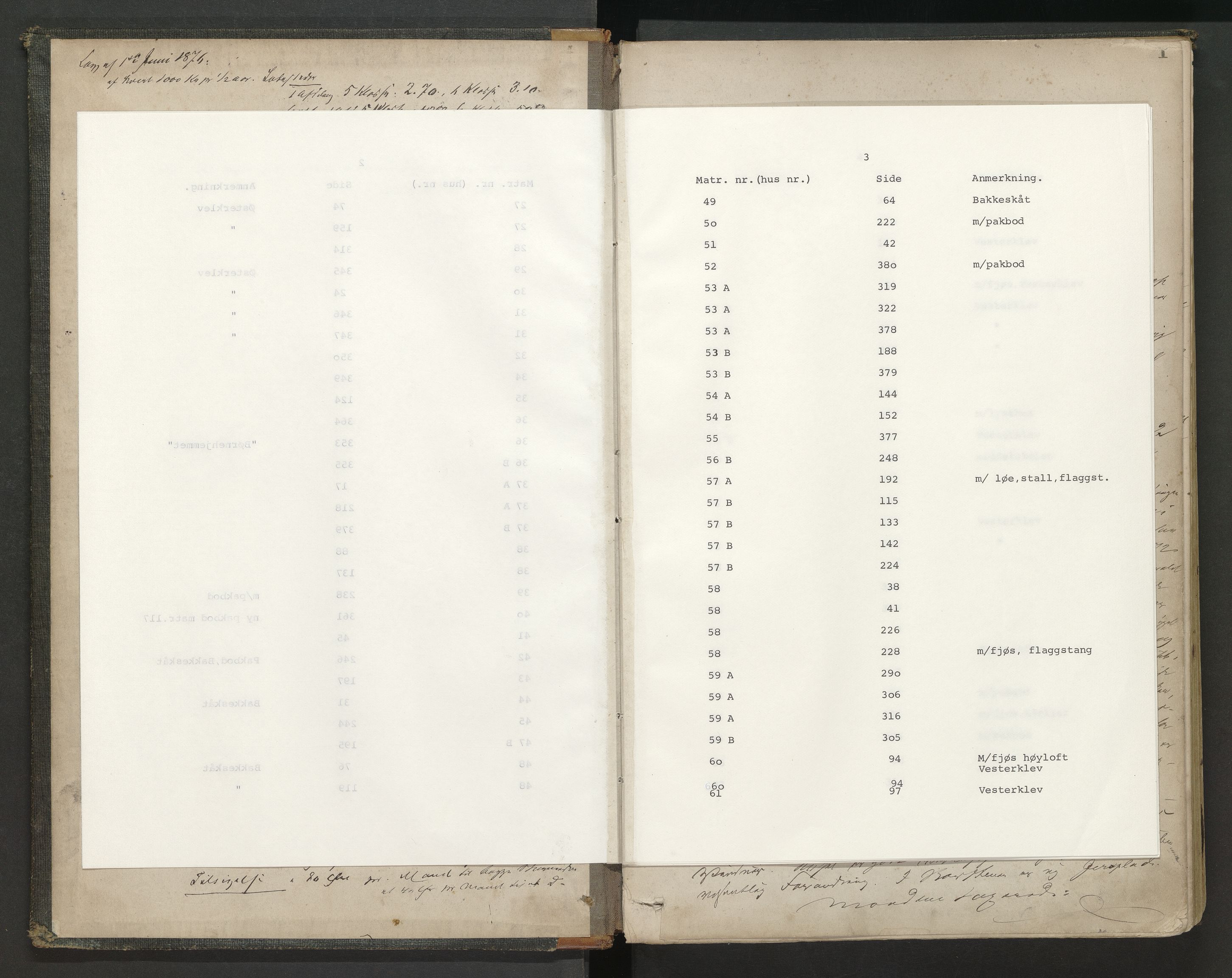 Norges Brannkasse Tvedestrand, AV/SAK-2241-0050/F/Fa/L0003: Branntakstprotokoll nr. 3 med matrikkelnummerregister, 1881-1894