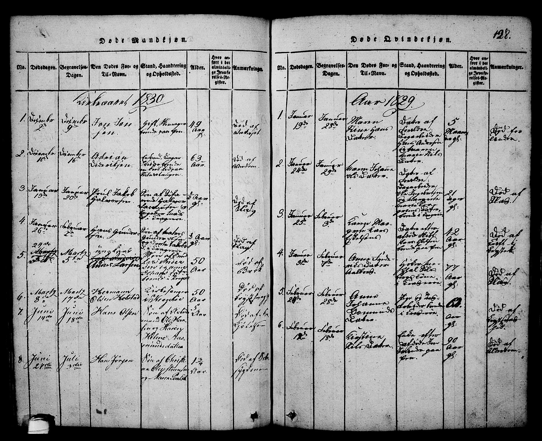 Kragerø kirkebøker, SAKO/A-278/G/Ga/L0002: Parish register (copy) no. 2, 1814-1831, p. 128