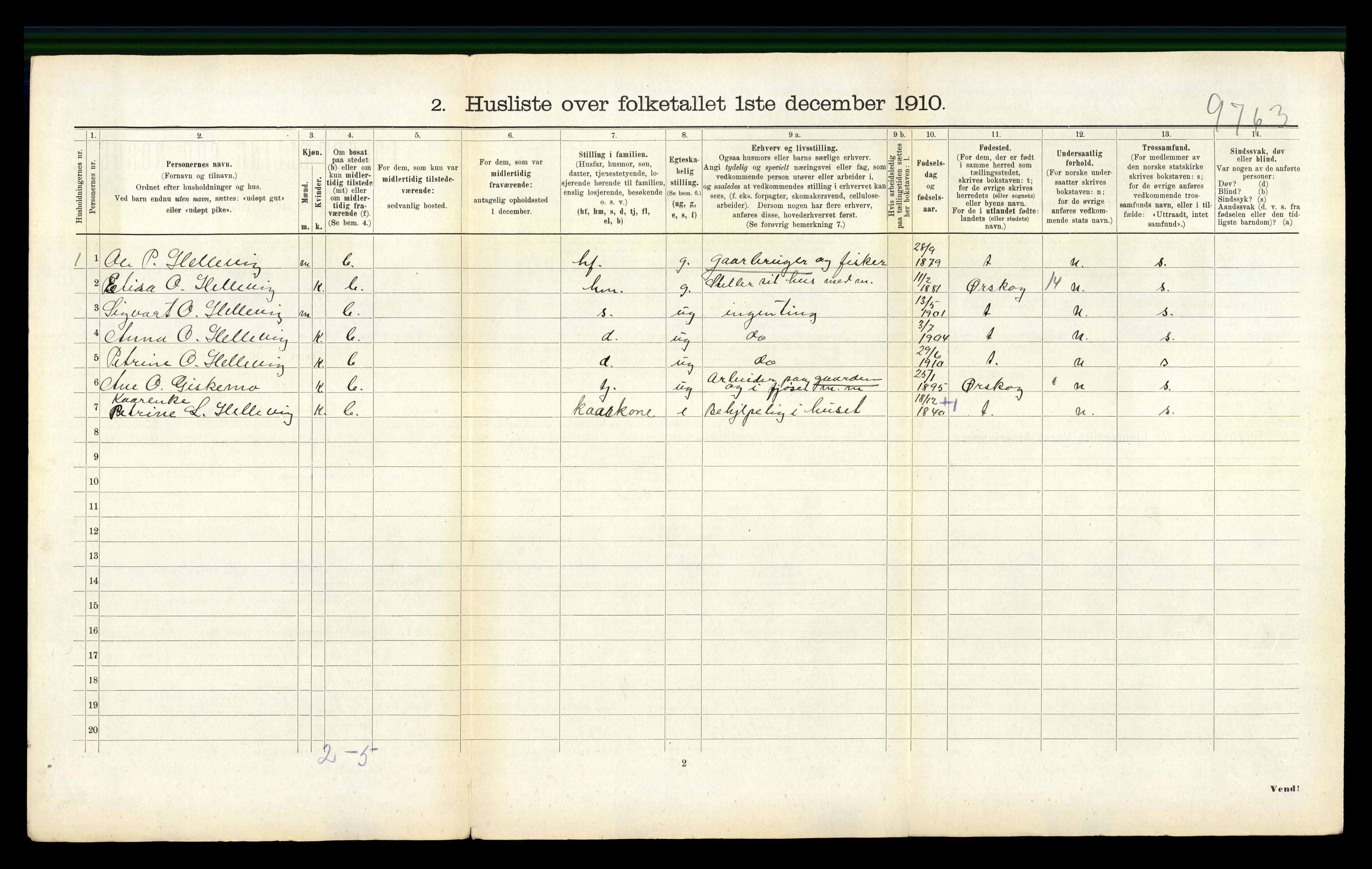 RA, 1910 census for Haram, 1910, p. 474