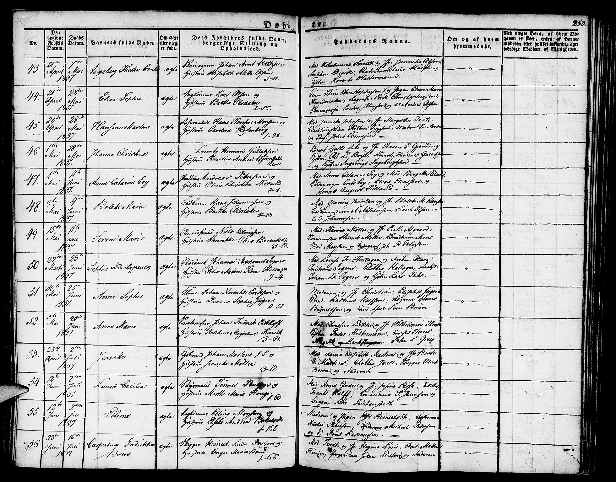 Nykirken Sokneprestembete, SAB/A-77101/H/Haa/L0012: Parish register (official) no. A 12, 1821-1844, p. 253