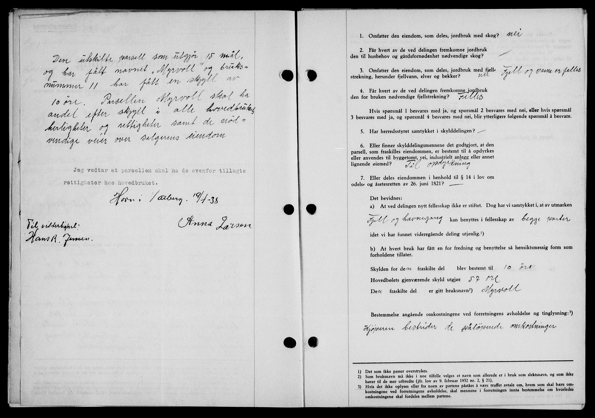 Lofoten sorenskriveri, SAT/A-0017/1/2/2C/L0004a: Mortgage book no. 4a, 1938-1938, Diary no: : 740/1938
