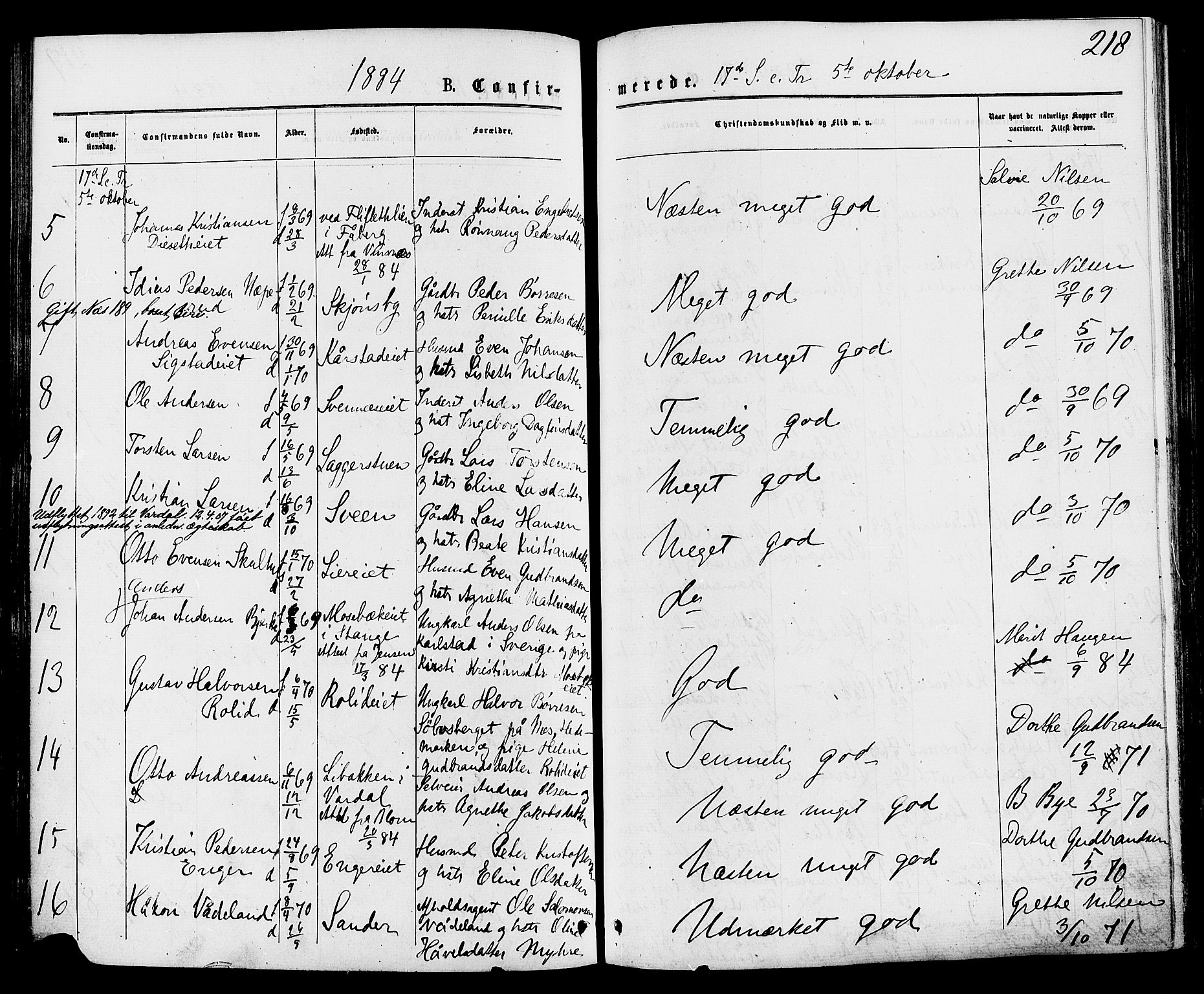 Biri prestekontor, AV/SAH-PREST-096/H/Ha/Haa/L0006: Parish register (official) no. 6, 1877-1886, p. 218