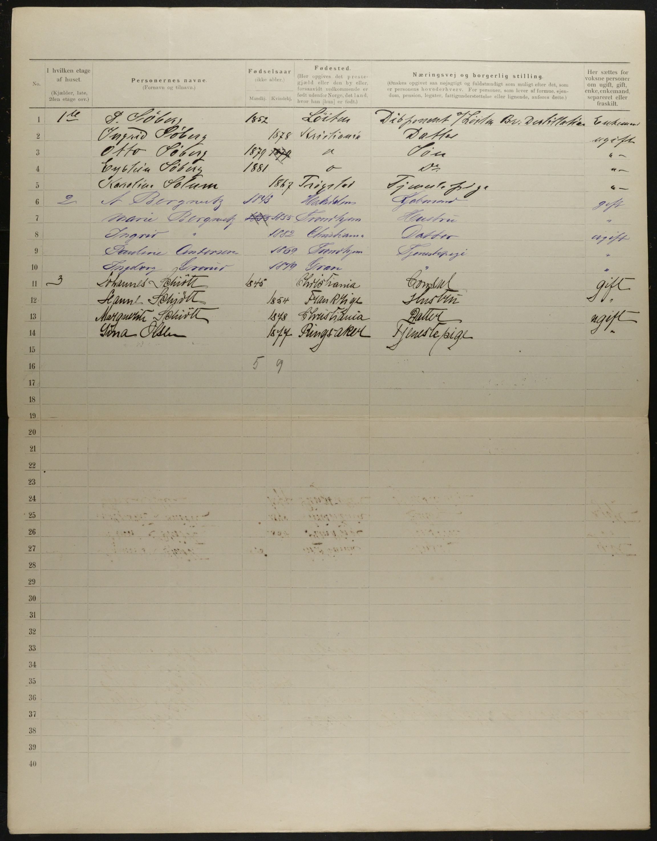 OBA, Municipal Census 1901 for Kristiania, 1901, p. 4302