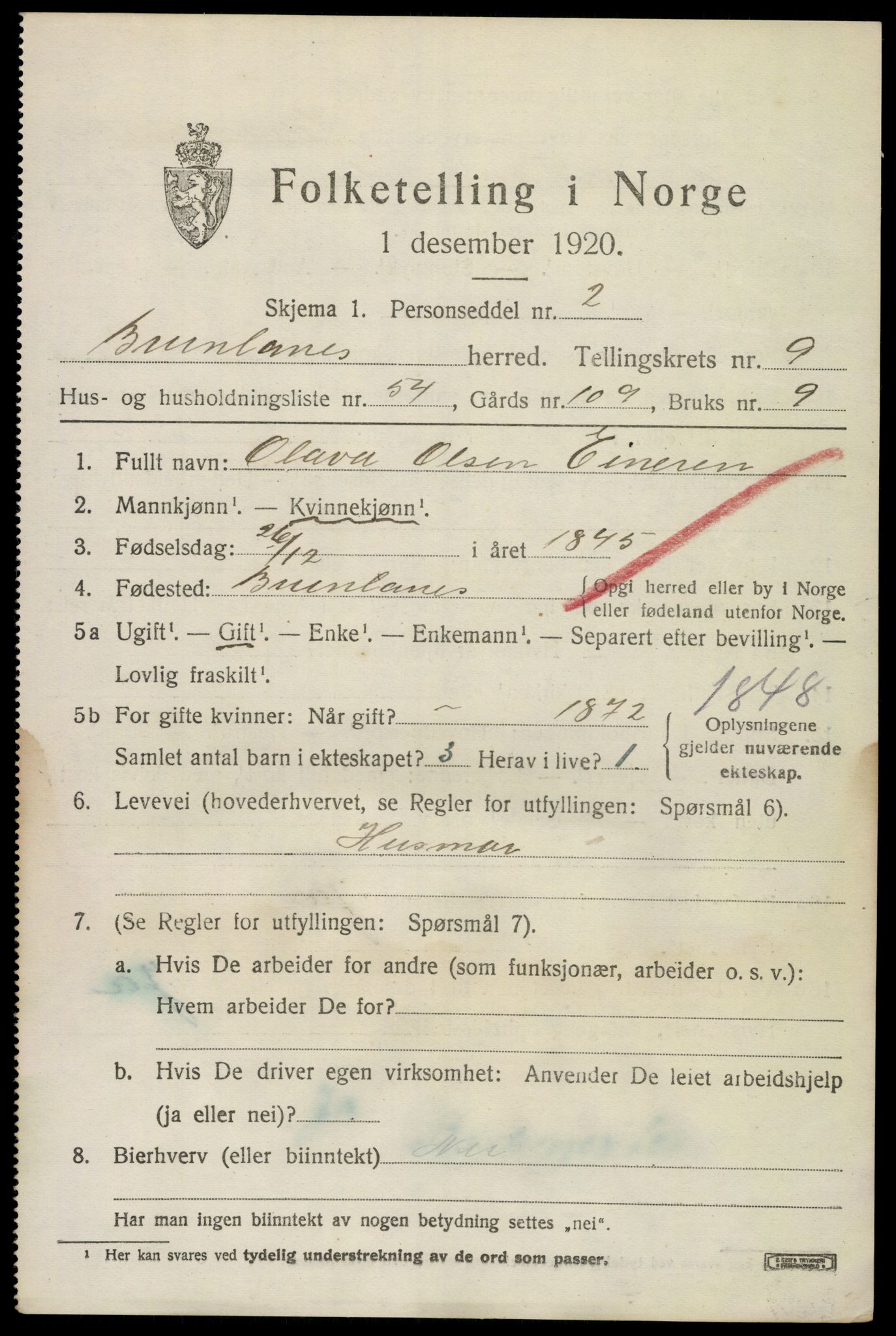 SAKO, 1920 census for Brunlanes, 1920, p. 8361