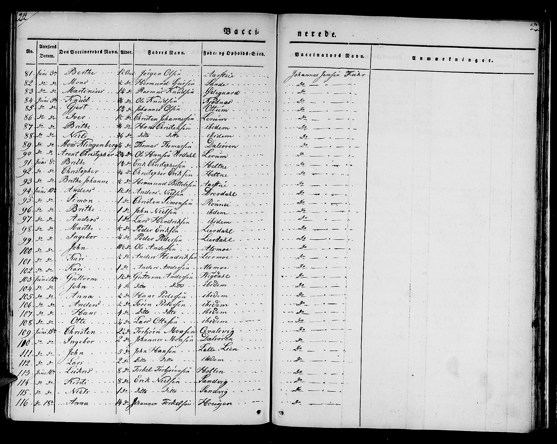 Luster sokneprestembete, AV/SAB-A-81101/H/Haa/Haaa/L0005: Parish register (official) no. A 5, 1831-1841, p. 212