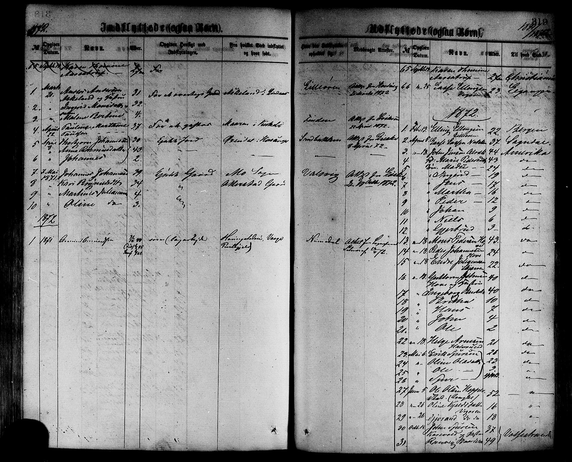 Vik sokneprestembete, AV/SAB-A-81501/H/Haa/Haaa/L0009: Parish register (official) no. A 9, 1866-1877, p. 319