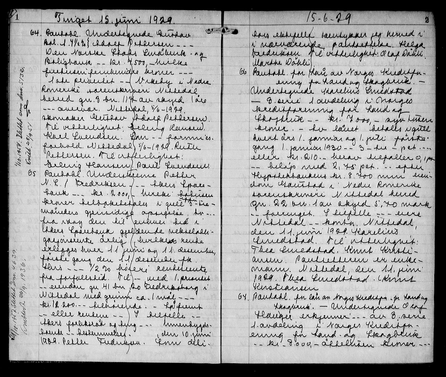 Nedre Romerike sorenskriveri, AV/SAO-A-10469/G/Gb/Gba/L0069: Mortgage book no. 19, 1929-1930, p. 1-2