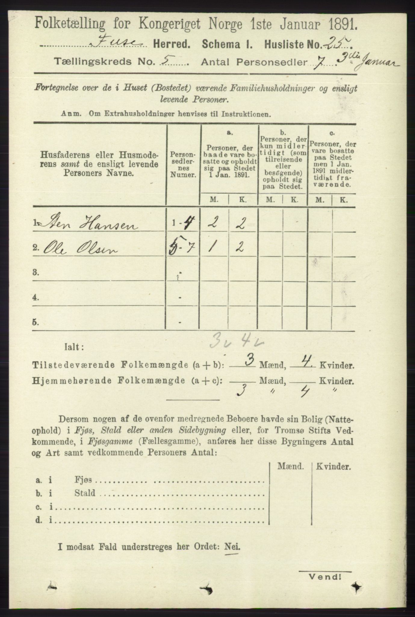 RA, 1891 census for 1241 Fusa, 1891, p. 884